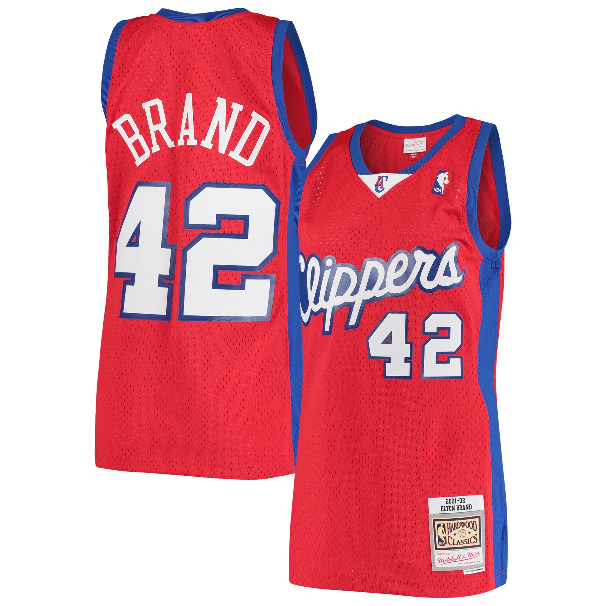 Men's Mitchell & Ness Elton Brand Red La Clippers 2000/01 Hardwood Classics Swingman Basketball Jersey - Statement Edition