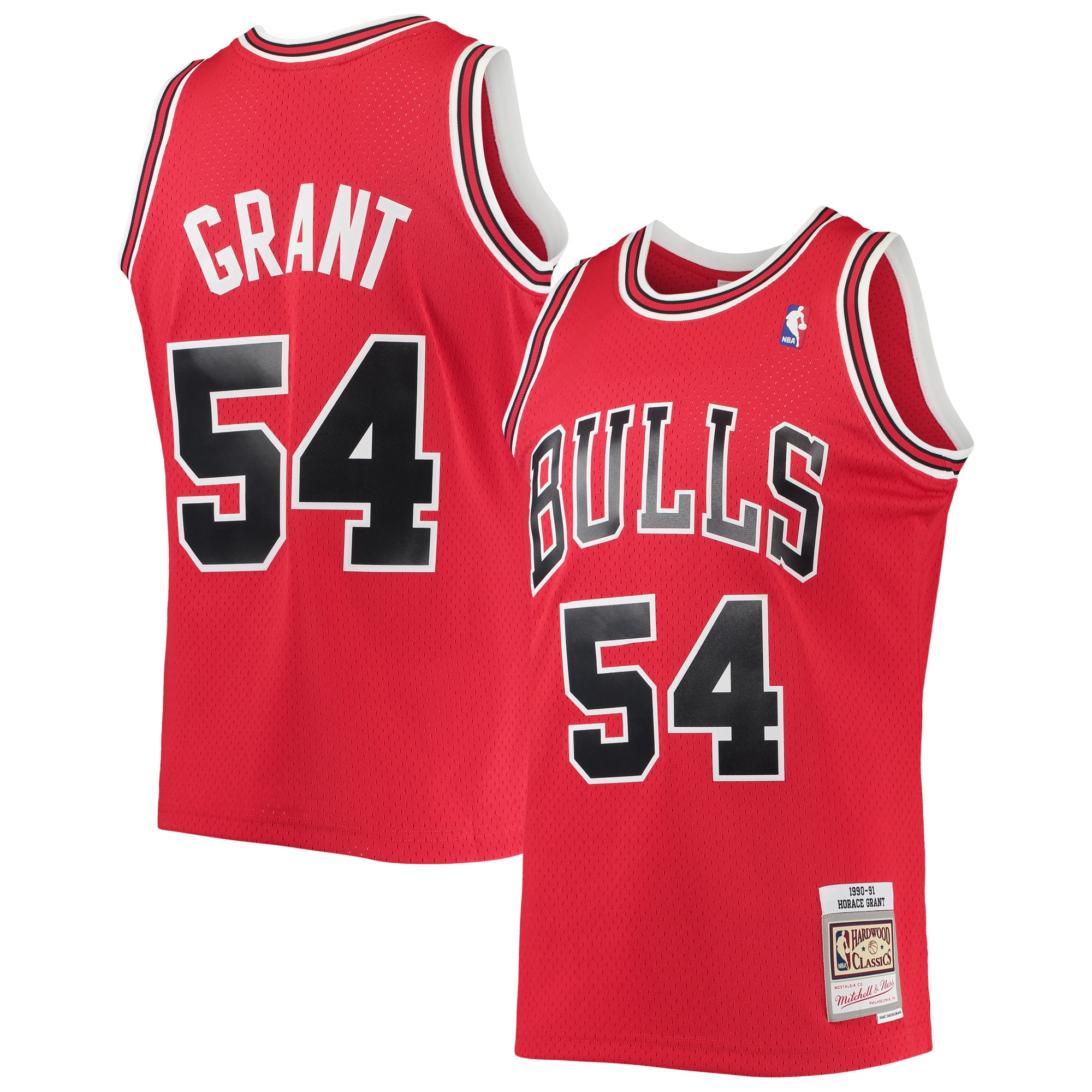 Men's Mitchell & Ness Horace Grant Red Chicago Bulls 1990/91 Throwback Dark Swingman Basketball Jersey - JS773 