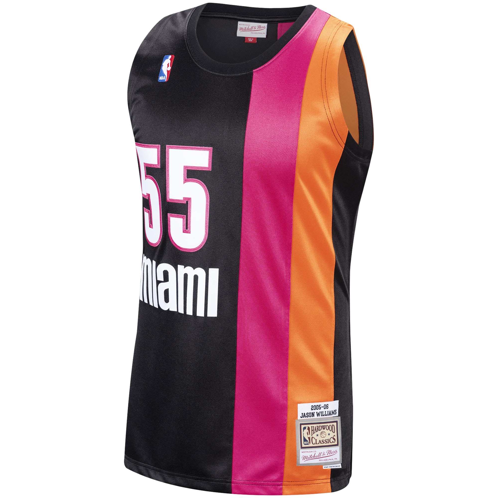 Alternative view of Men's Mitchell & Ness Jason Williams Black Miami Heat 2005-06 Hardwood Classics Swingman Basketball Jersey - JS525 