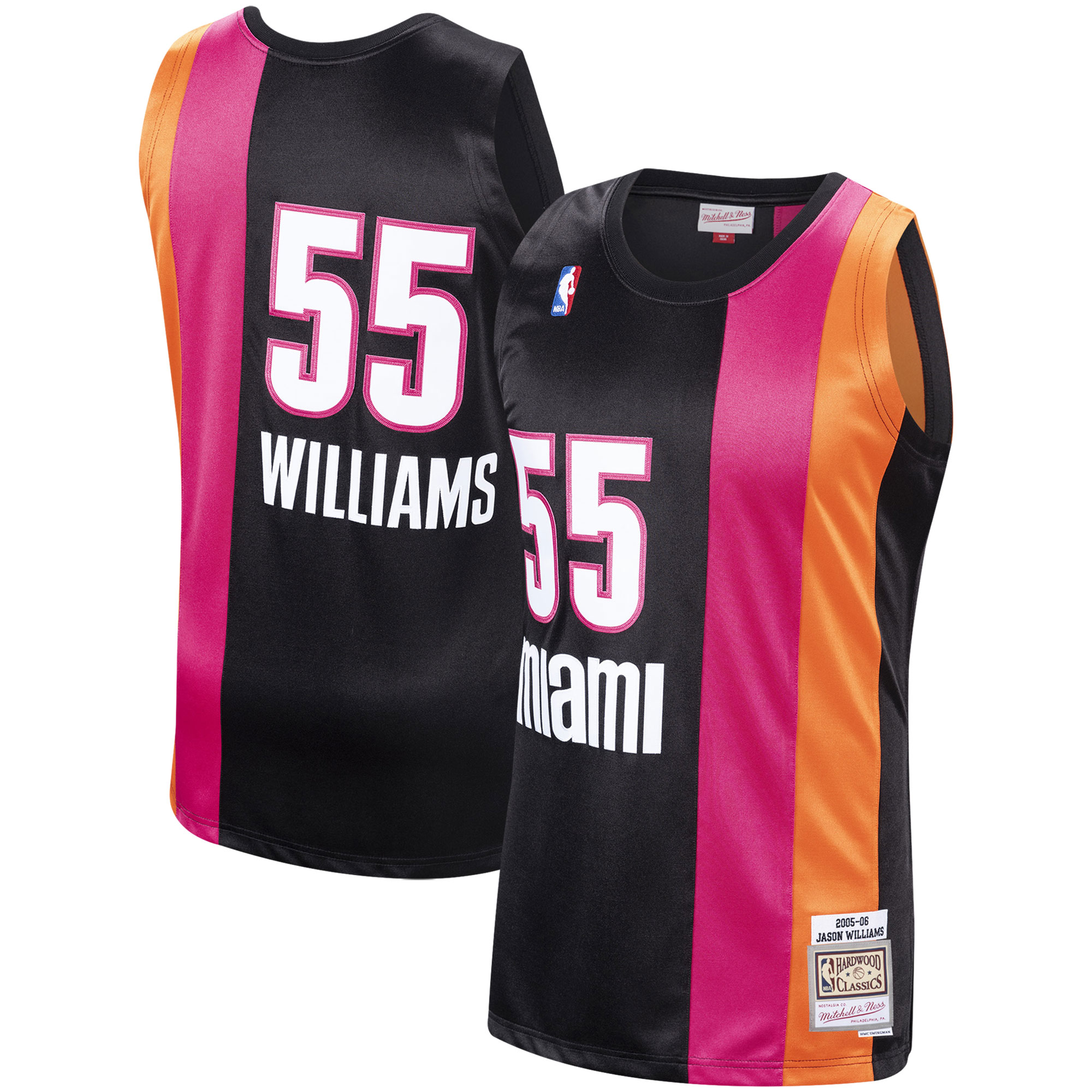 Men’s Mitchell & Ness Jason Williams Black Miami Heat 2005-06 Hardwood Classics Swingman Basketball Jersey – Jsfangear Basketball Jersey Store