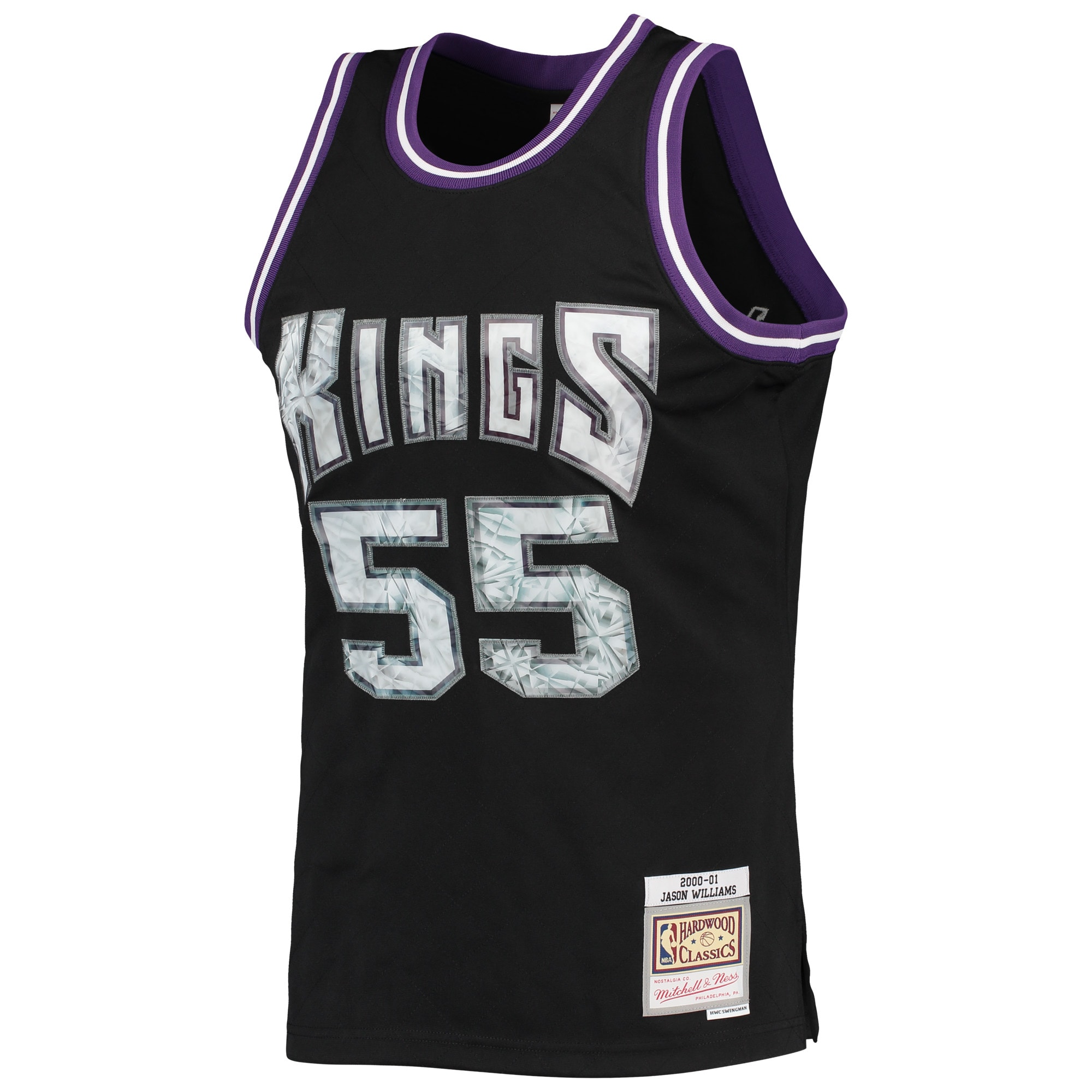 Alternative view of Men's Mitchell & Ness Jason Williams Black Sacramento Kings 2000/01 Hardwood Classics NBA 75th Anniversary Diamond Swingman Basketball Jersey - JS150 