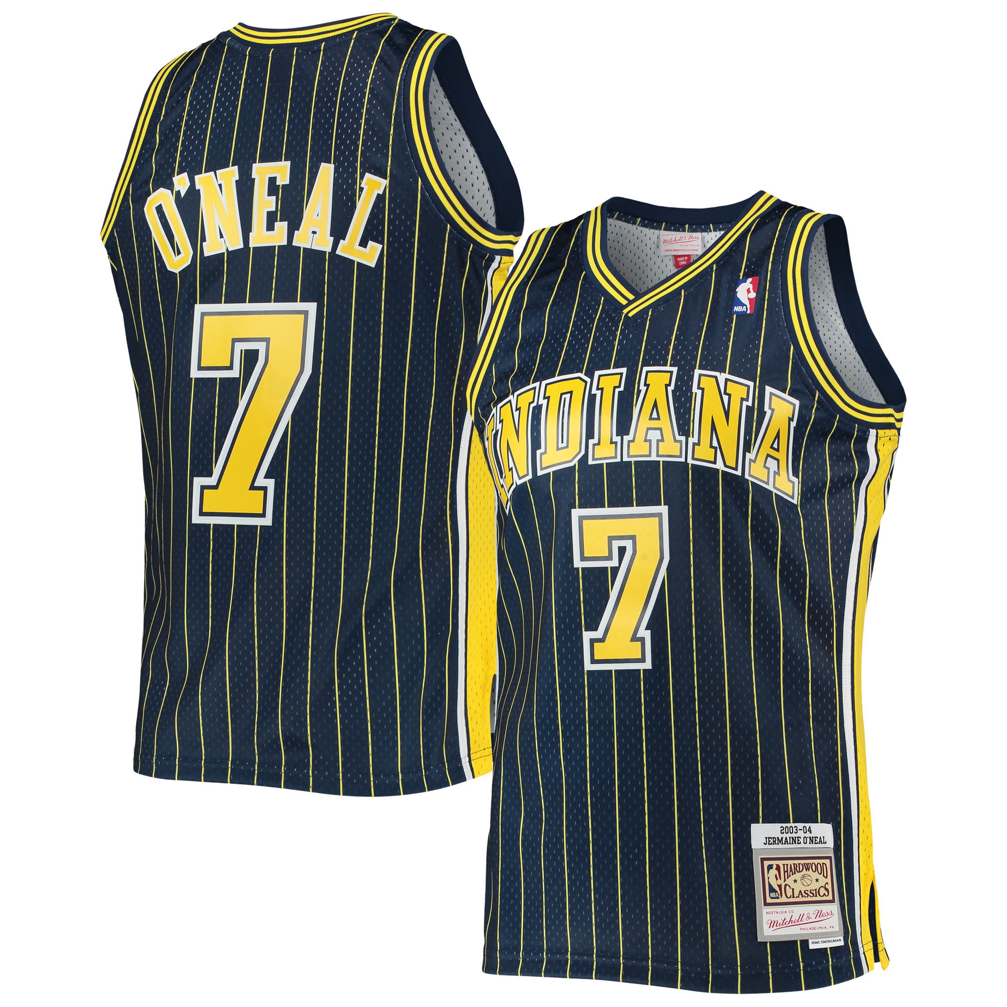 Men's Mitchell & Ness Jermaine O'neal Navy Indiana Pacers 2003-04 Hardwood Classics Swingman Basketball Jersey