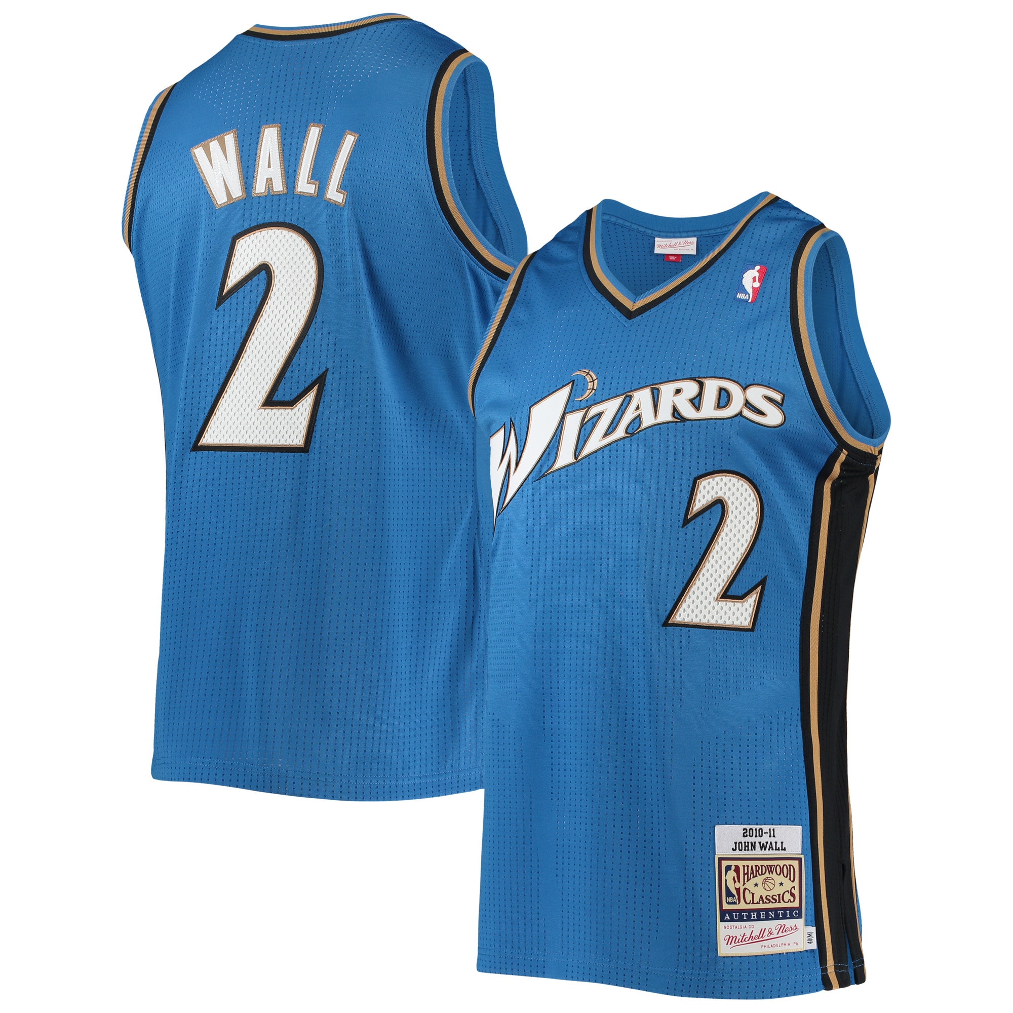 Men's Mitchell & Ness John Wall Blue Washington Wizards 2010-11 Hardwood Classics Authentic Basketball Jersey