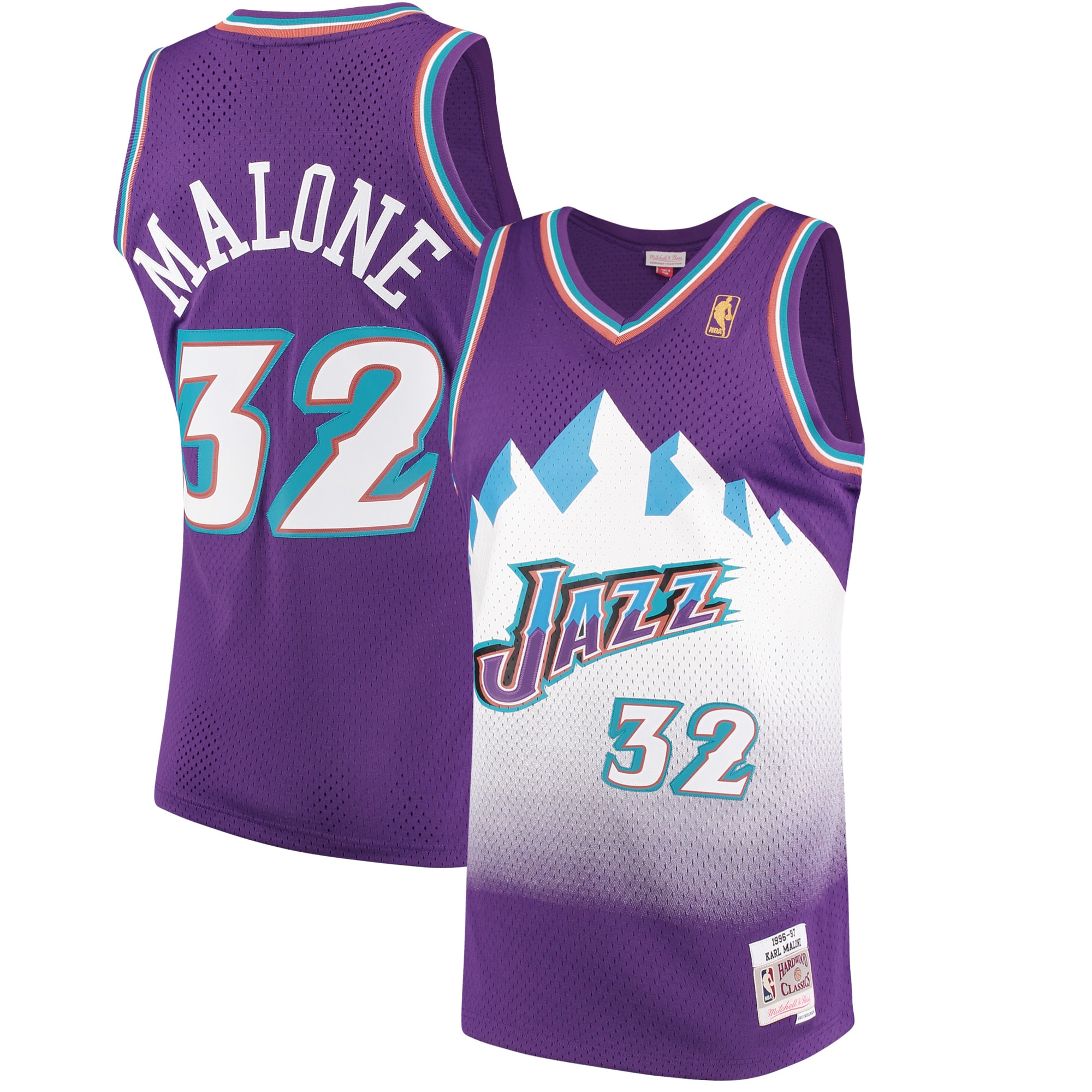 Men's Mitchell & Ness Karl Malone Purple Utah Jazz 1996-97 Hardwood Classics Swingman Basketball Jersey - JS257 