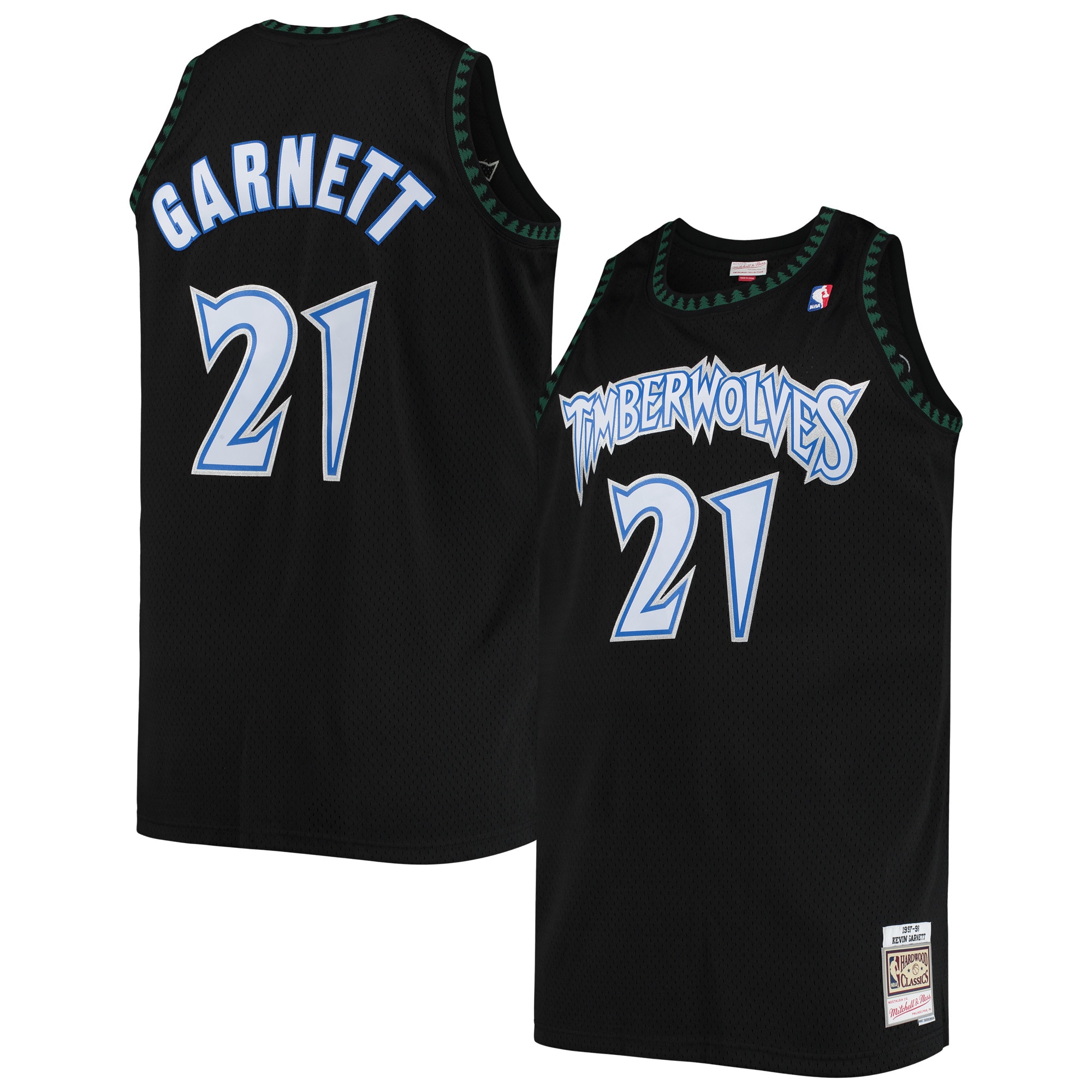 Men's Mitchell & Ness Kevin Garnett Black Minnesota Timberwolves 1997/98 Big & Tall Hardwood Classics Swingman Basketball Jersey - JS951 