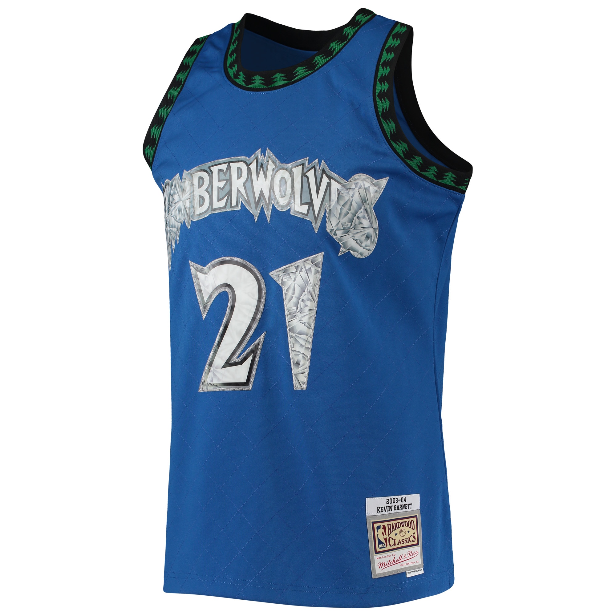 Alternative view of Men's Mitchell & Ness Kevin Garnett Blue Minnesota Timberwolves 2003/04 Hardwood Classics NBA 75th Anniversary Diamond Swingman Basketball Jersey - JS379 