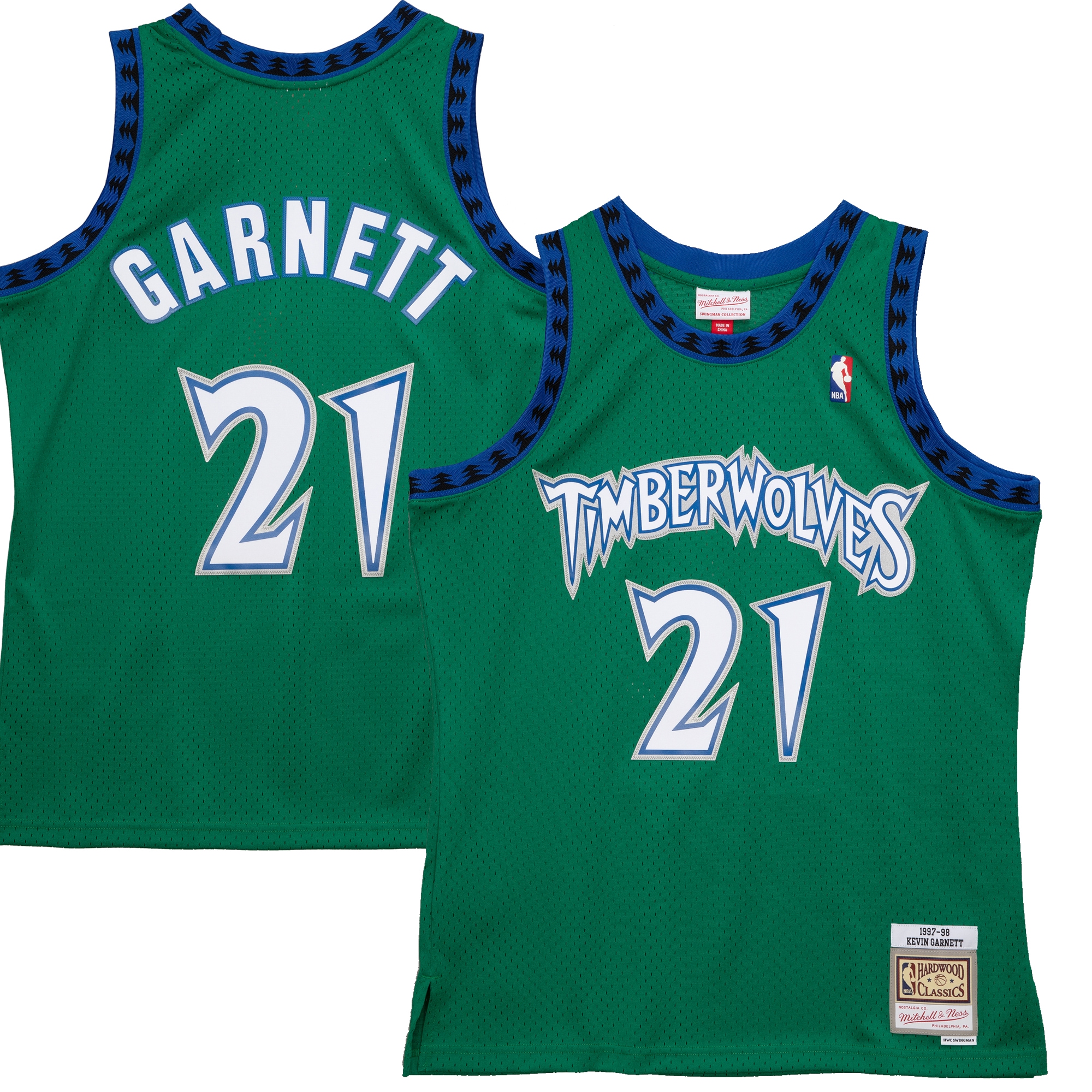 Men's Mitchell & Ness Kevin Garnett Green Minnesota Timberwolves 1997-98 Hardwood Classics Reload 2.0 Swingman Basketball Jersey