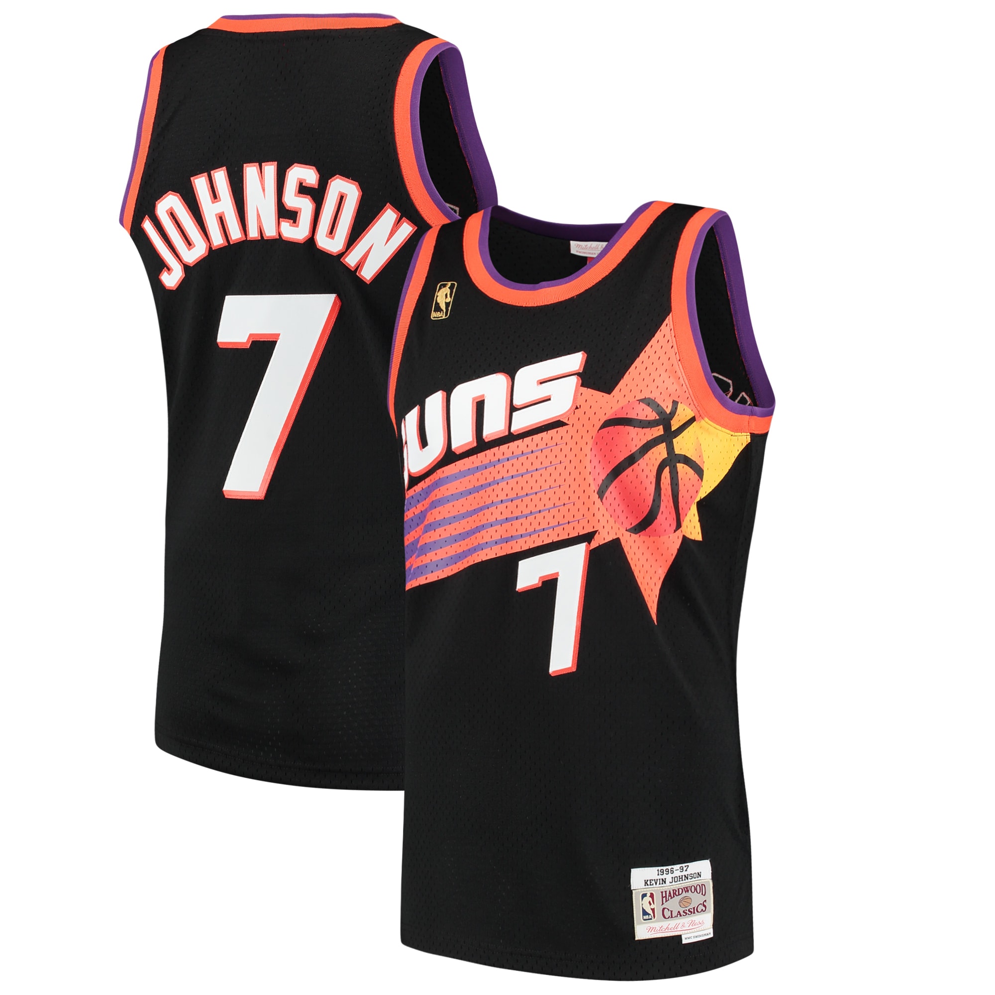 Men's Mitchell & Ness Kevin Johnson Black Phoenix Suns 1996-97 Hardwood Classics Swingman Basketball Jersey - JS940 