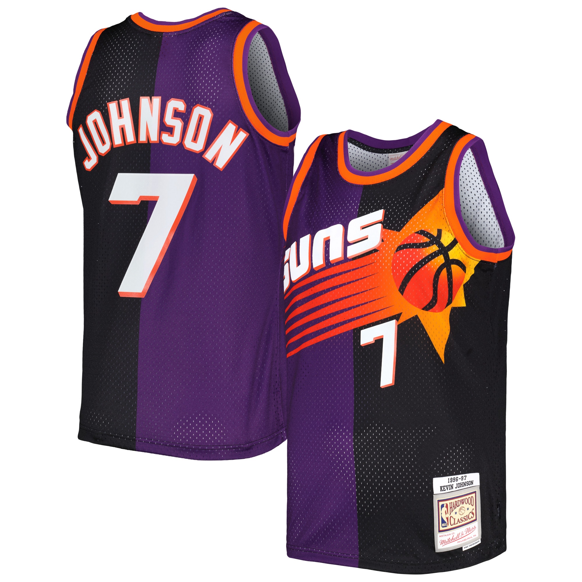Men's Mitchell & Ness Kevin Johnson Purple/Black Phoenix Suns Hardwood Classics 1996/97 Split Swingman Basketball Jersey - JS148 
