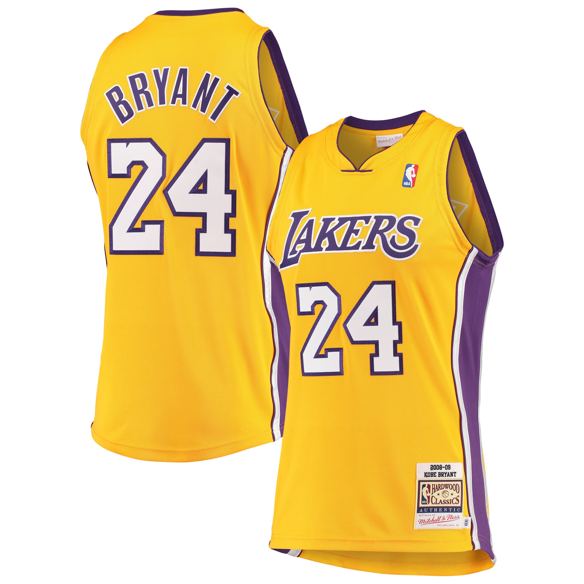 Men's Mitchell & Ness Kobe Bryant Gold Los Angeles Lakers Hardwood Classics 2008-09 Authentic Basketball Jersey