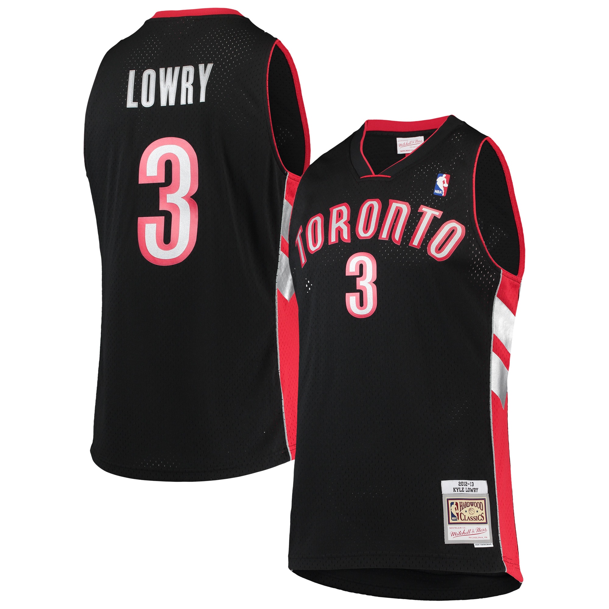 Men's Mitchell & Ness Kyle Lowry Black Toronto Raptors Hardwood Classics Swingman Basketball Jersey - JS871 