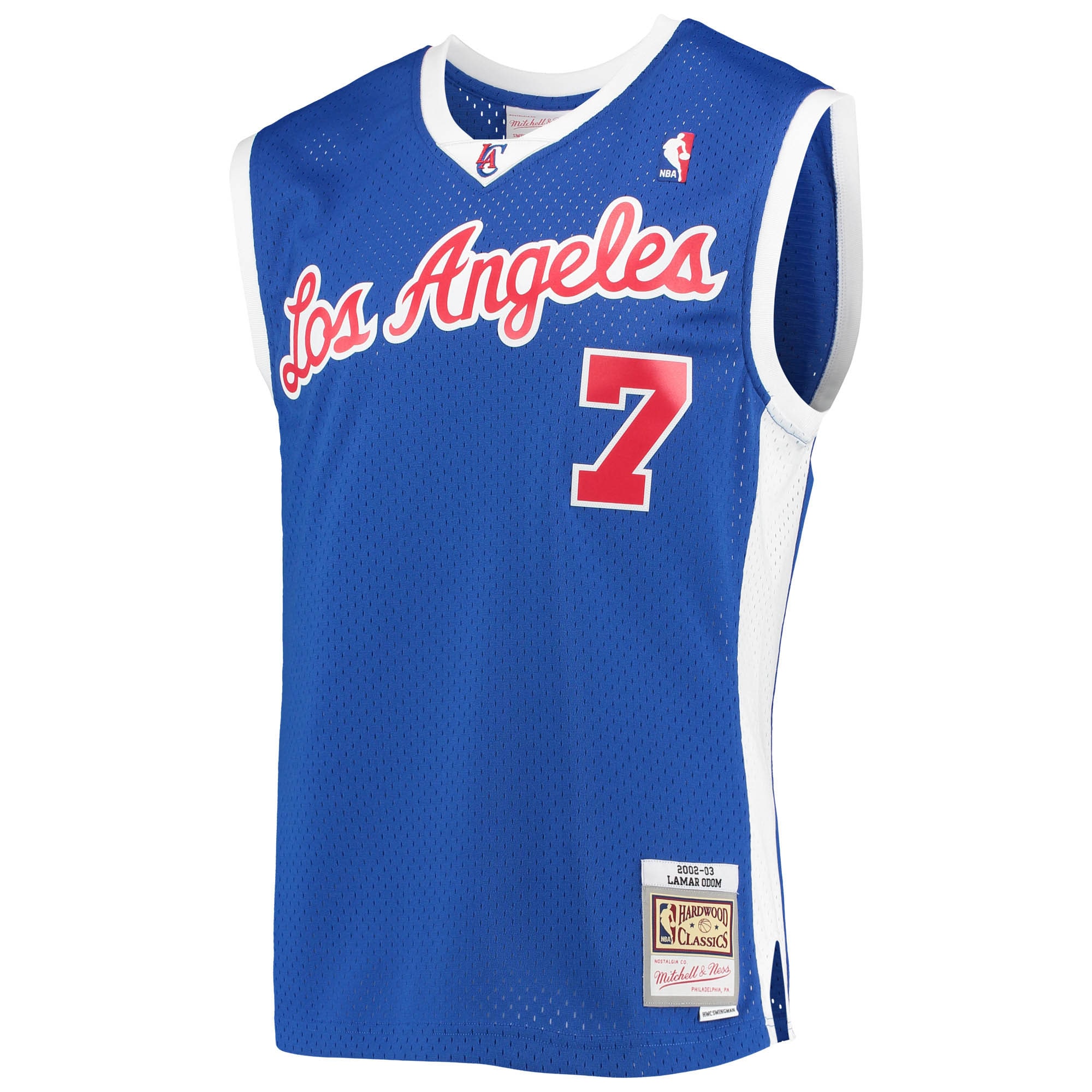 Alternative view of Men's Mitchell & Ness Lamar Odom Royal LA Clippers 2002-03 Hardwood Classics Swingman Basketball Jersey - JS934 