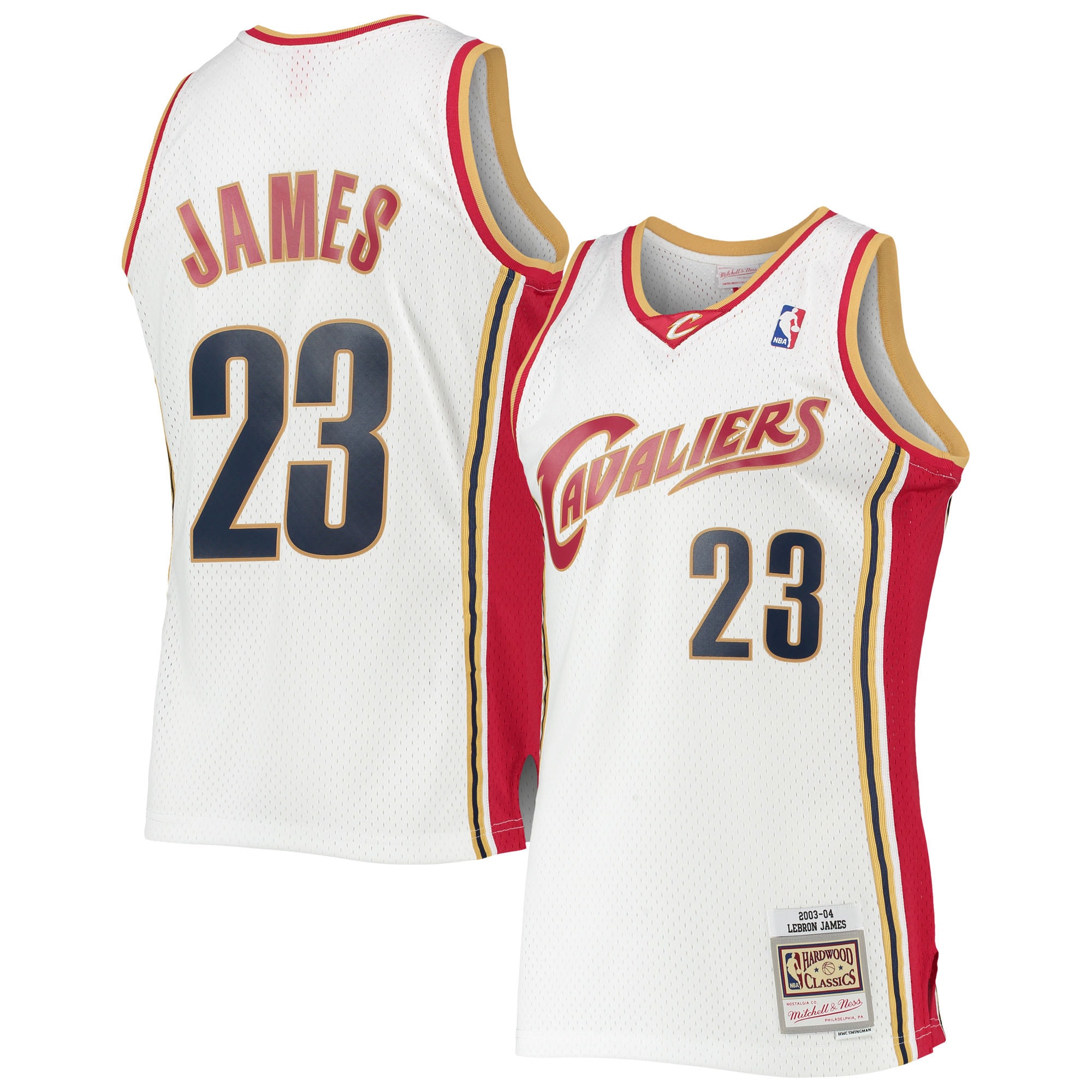 Men's Mitchell & Ness Lebron James White Cleveland Cavaliers 2003-04 Hardwood Classics Swingman Basketball Jersey