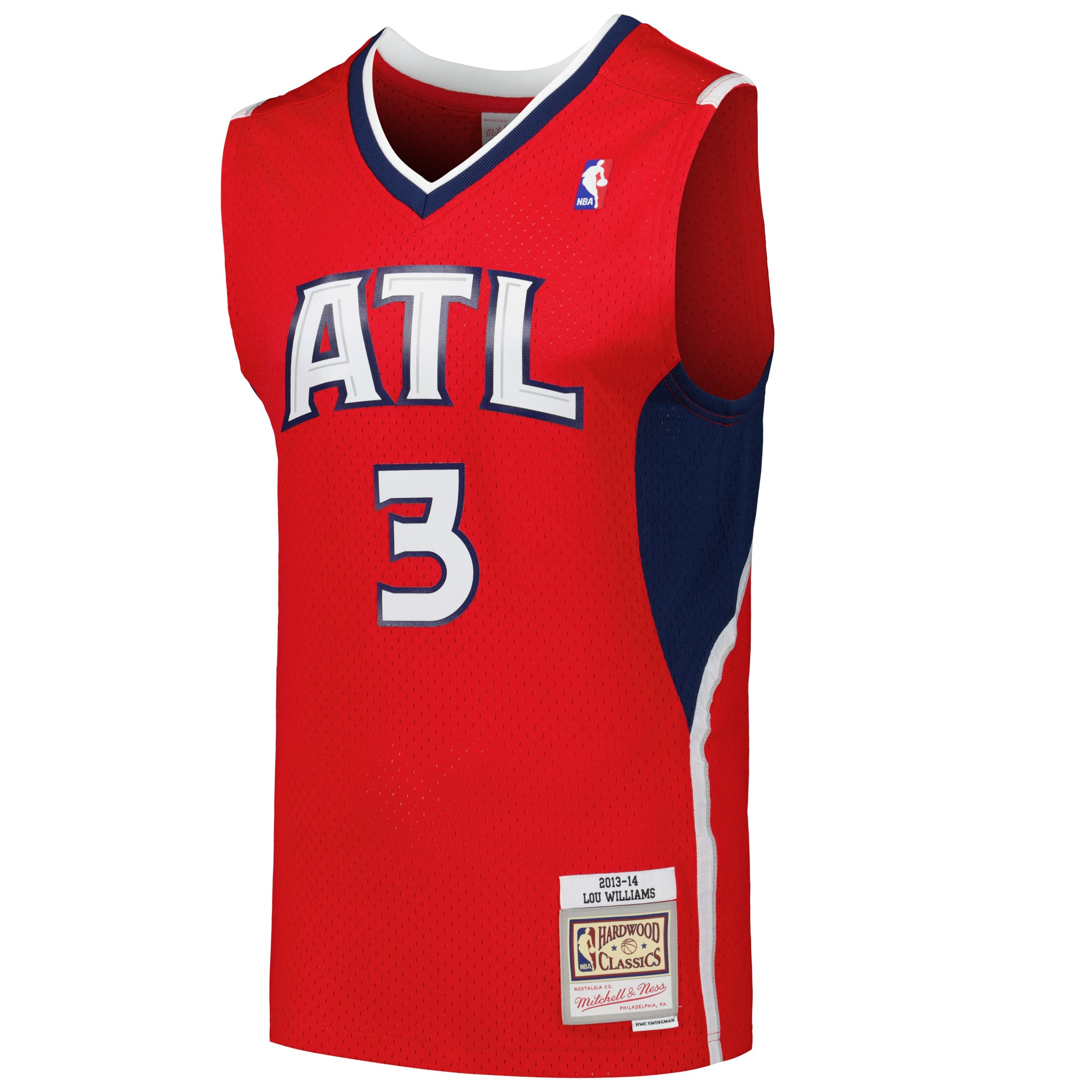 Alternative view of Men's Mitchell & Ness Lou Williams Red Atlanta Hawks 2013/14 Hardwood Classics Swingman Jersey - JS134 