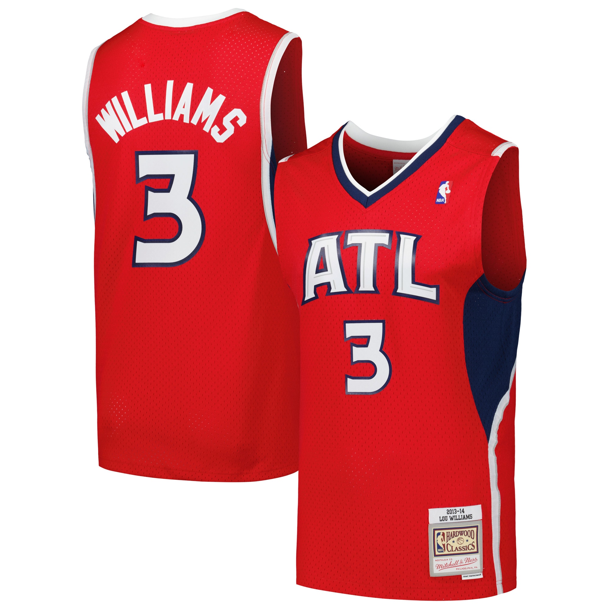 Men's Mitchell & Ness Lou Williams Red Atlanta Hawks 2013/14 Hardwood Classics Swingman Jersey - JS134 