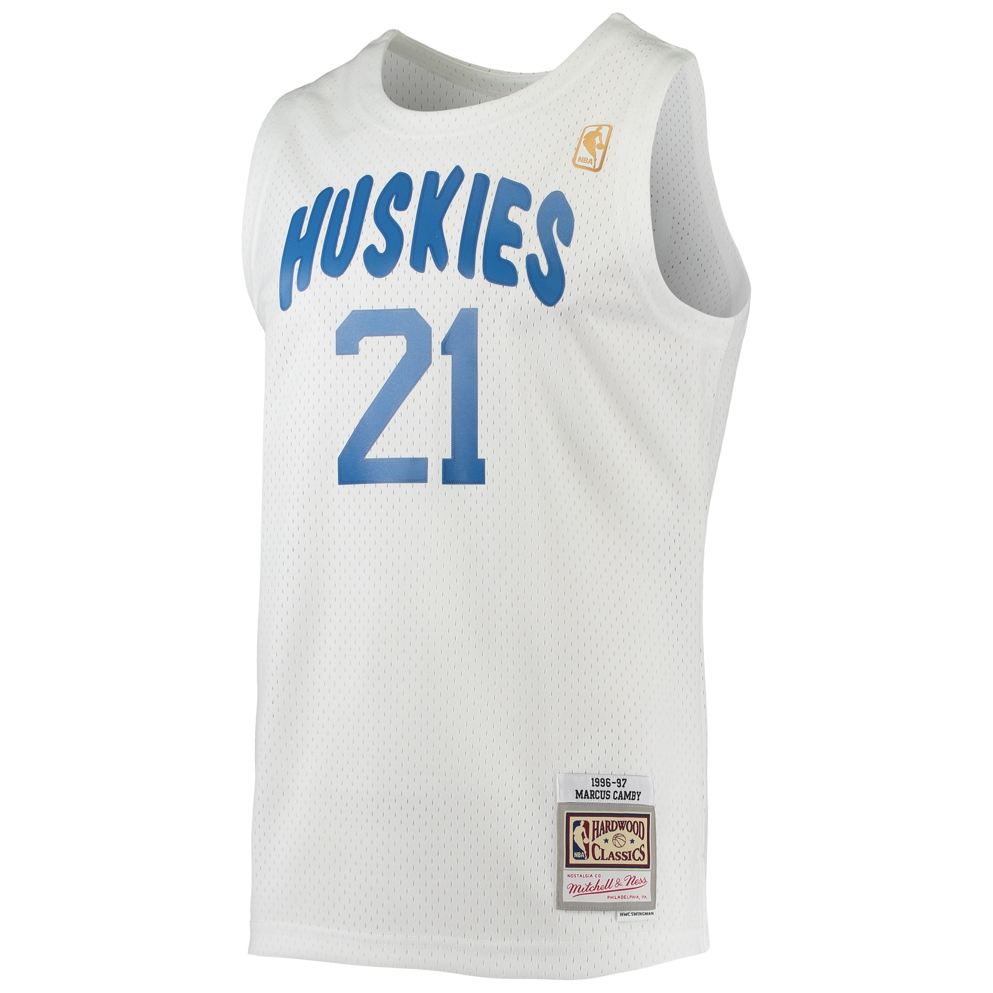 Alternative view of Men's Mitchell & Ness Marcus Camby White Toronto Raptors 1996/97 Hardwood Classics Swingman Basketball Jersey - JS230 