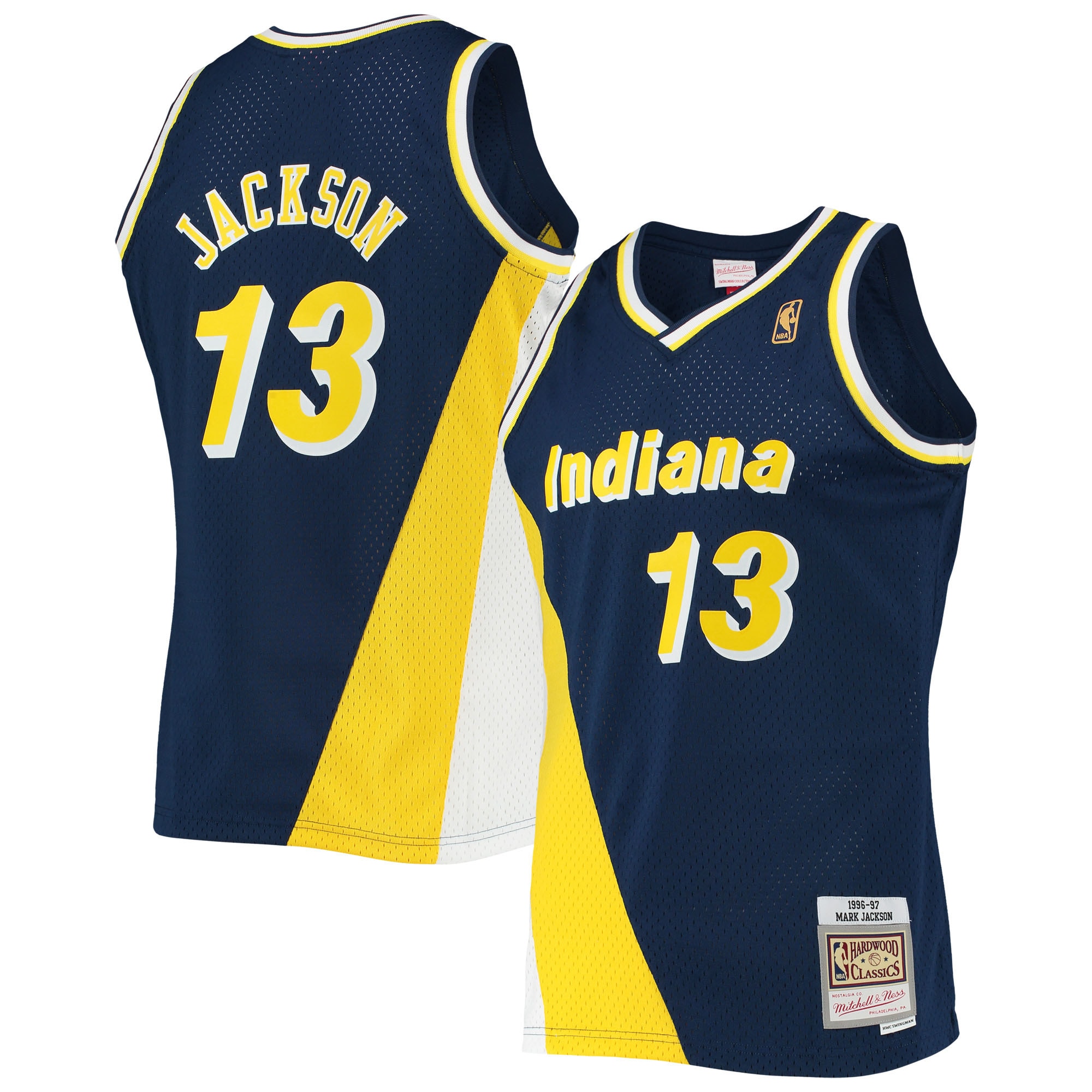 Men's Mitchell & Ness Mark Jackson Navy Indiana Pacers 1996-97 Hardwood Classics Swingman Basketball Jersey