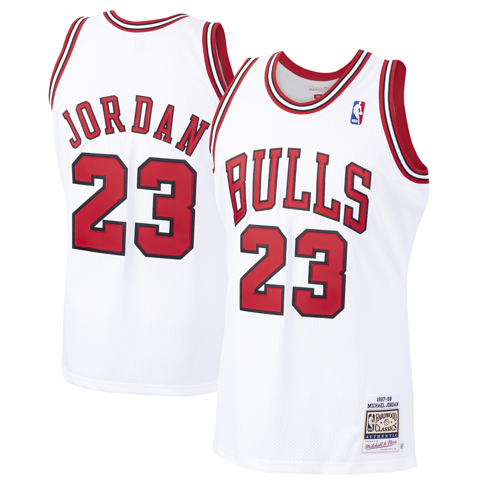 Men's Mitchell & Ness Michael Jordan White Chicago Bulls 1997-98 Hardwood Classics Authentic Player Basketball Jersey