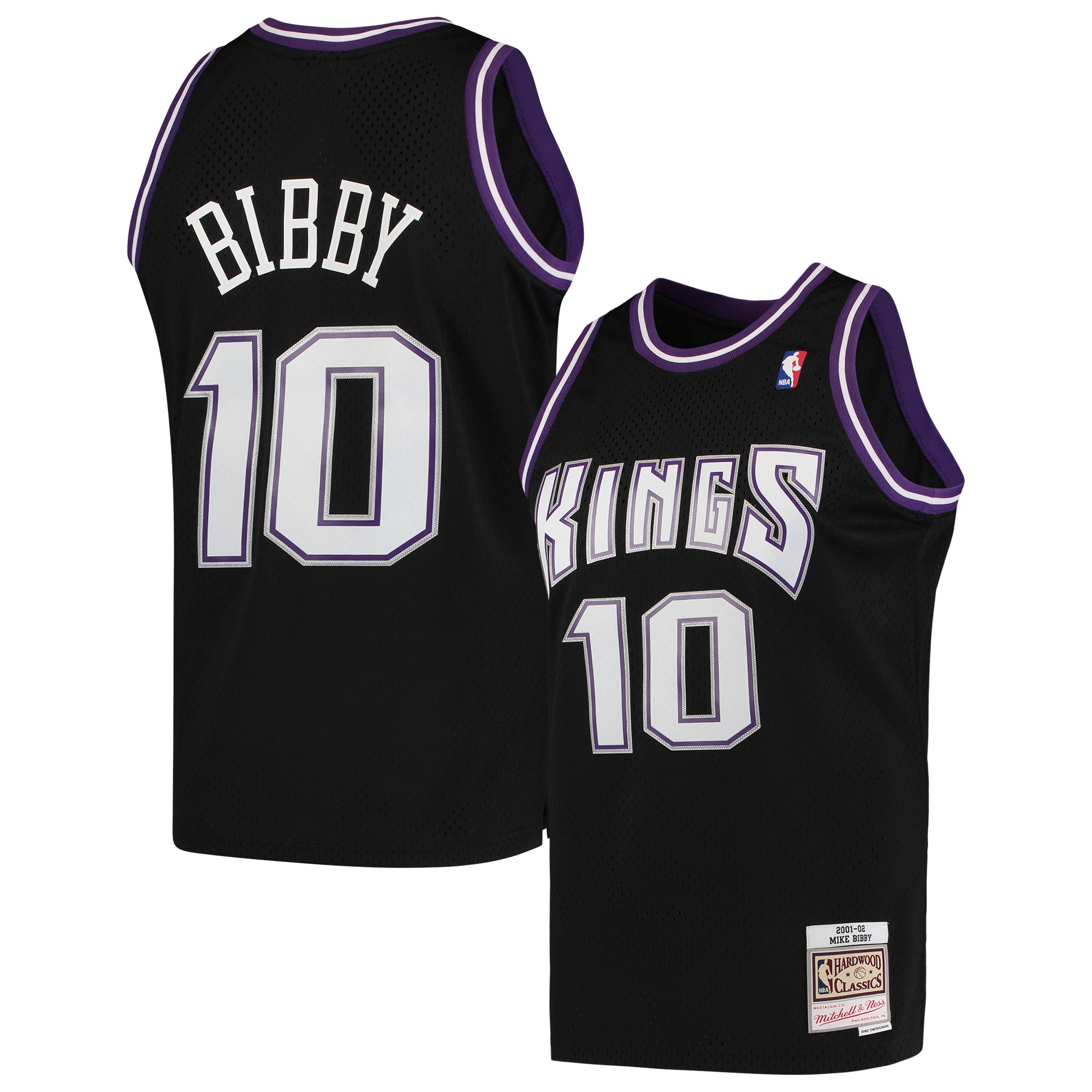 Men's Mitchell & Ness Mike Bibby Black Sacramento Kings Hardwood Classics 2001-02 Swingman Basketball Jersey