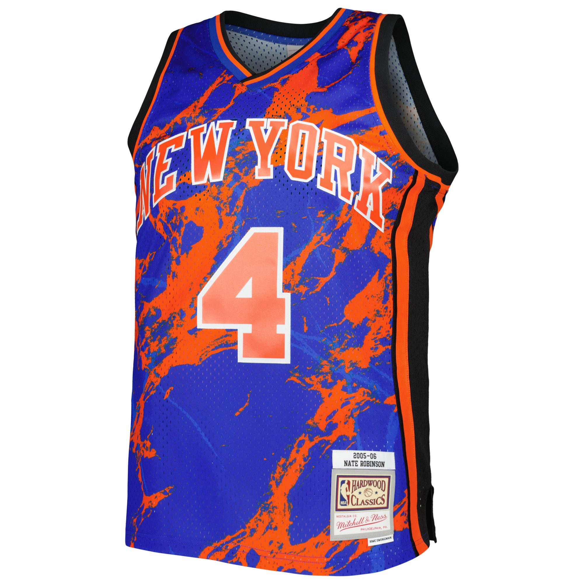 Alternative view of Men's Mitchell & Ness Nate Robinson Blue New York Knicks 2005/06 Hardwood Classics Marble Swingman Basketball Jersey - JS846 