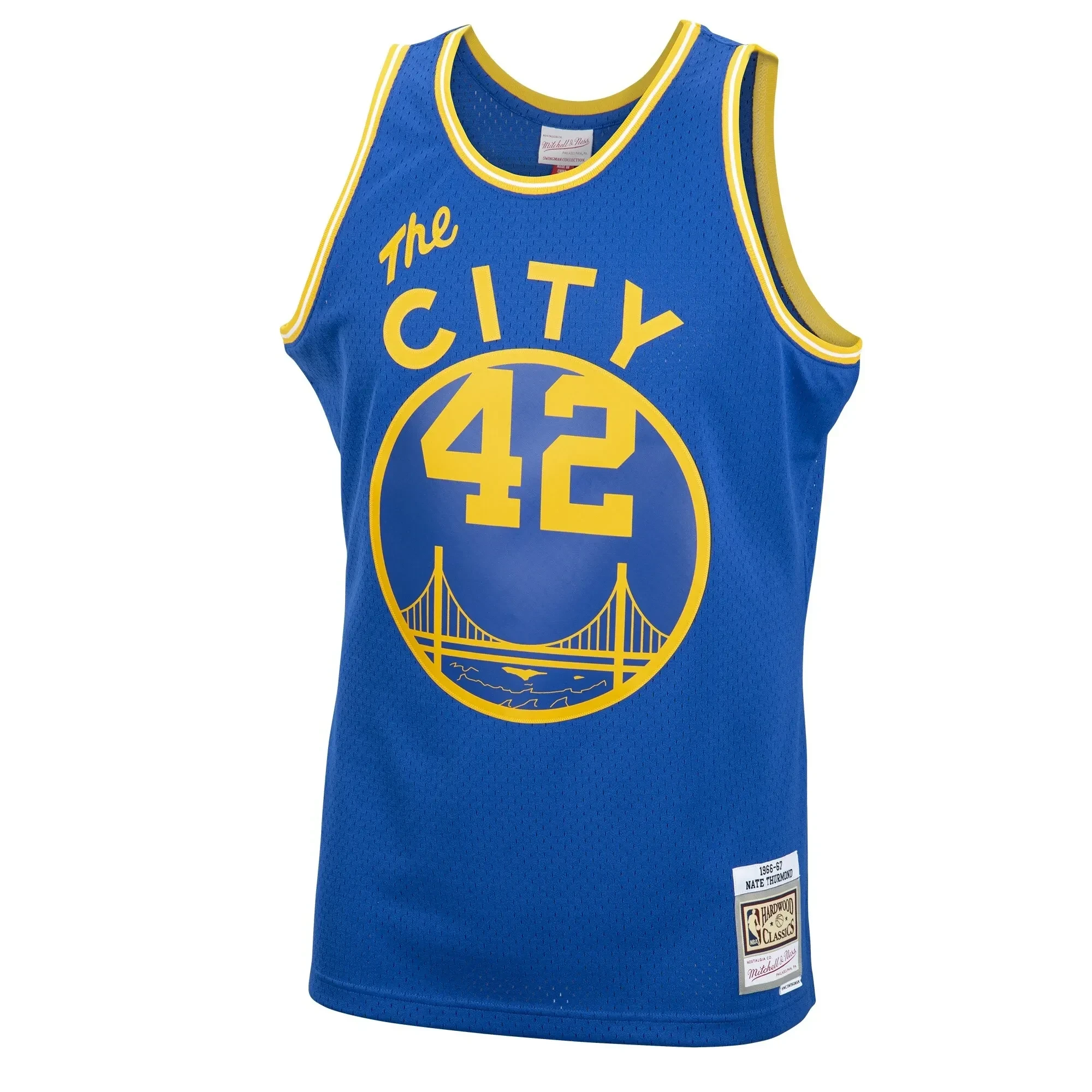 Alternative view of Men's Mitchell & Ness Nate Thurmond Royal Golden State Warriors 1966-67 Hardwood Classics Swingman Basketball Jersey - JS357 
