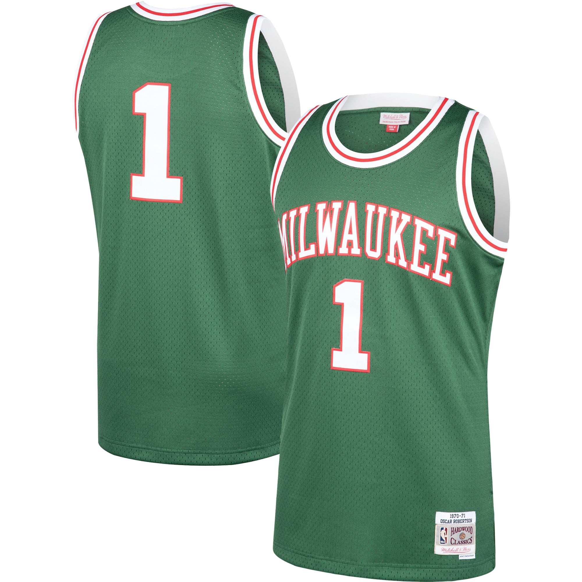 Men's Mitchell & Ness Oscar Robertson Green Milwaukee Bucks 1970-71 Hardwood Classics Swingman Basketball Jersey - JS435 