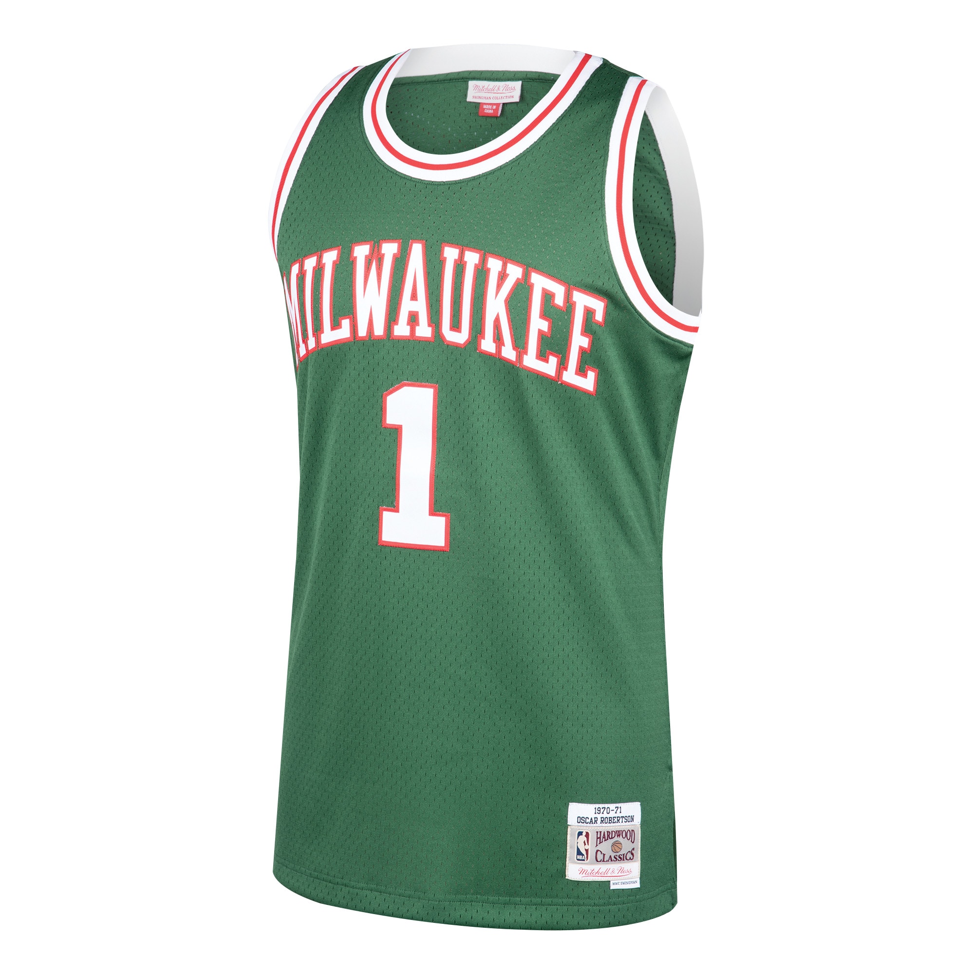 Alternative view of Men's Mitchell & Ness Oscar Robertson Green Milwaukee Bucks 1970-71 Hardwood Classics Swingman Basketball Jersey - JS435 
