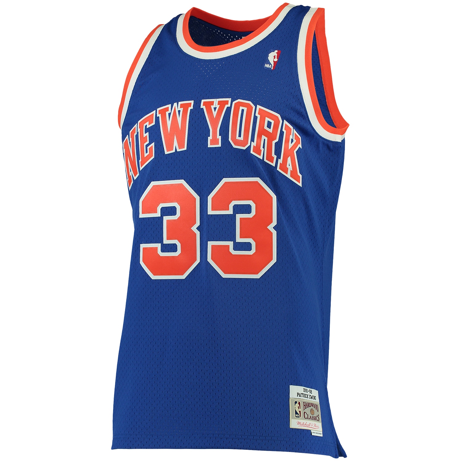 Alternative view of Men's Mitchell & Ness Patrick Ewing Blue New York Knicks Big & Tall Hardwood Classics Basketball Jersey - JS139 