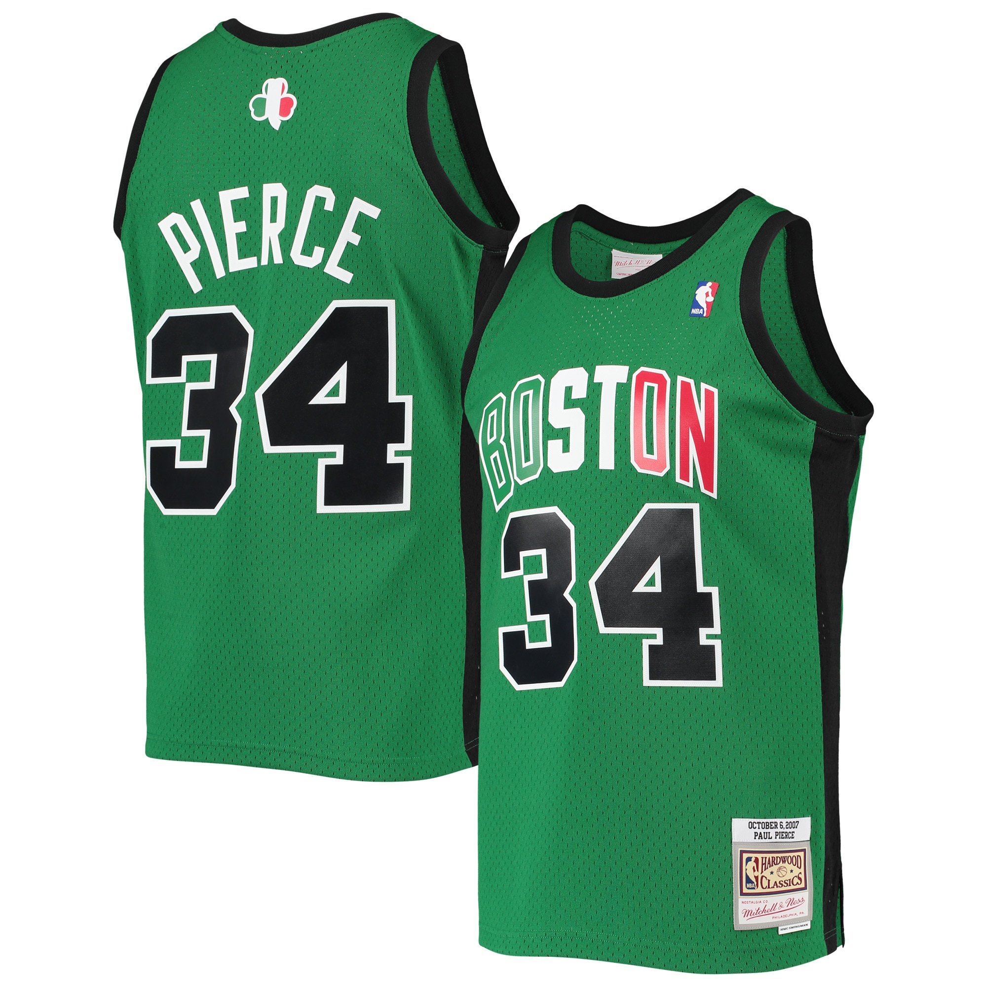 Men's Mitchell & Ness Paul Pierce Kelly Green Boston Celtics 2007-08 Hardwood Classics Alternate Swingman Basketball Jersey