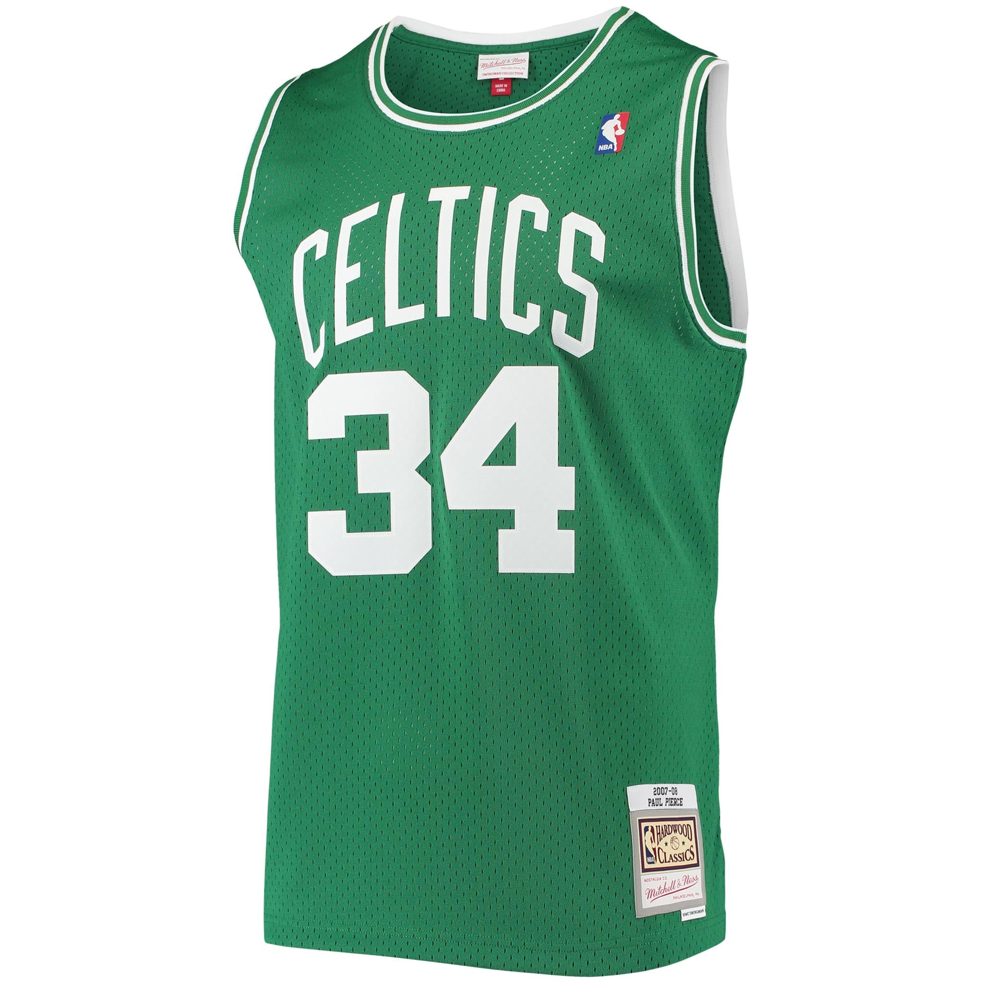 Alternative view of Men's Mitchell & Ness Paul Pierce Kelly Green Boston Celtics 2007-08 Hardwood Classics Swingman Basketball Jersey - JS245 
