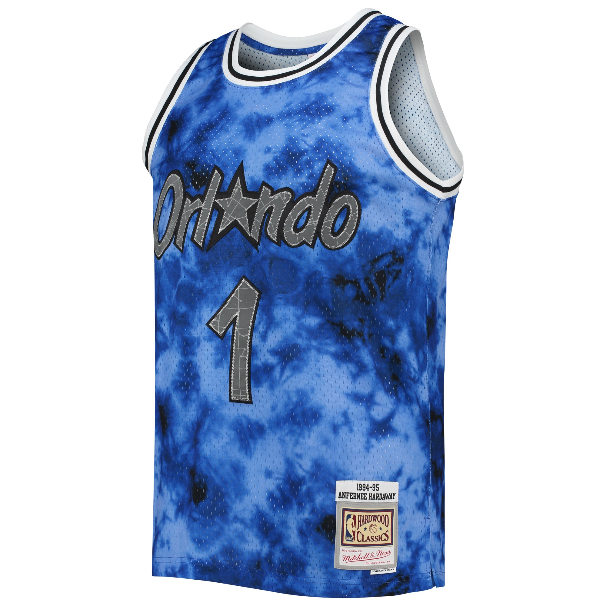 Alternative view of Men's Mitchell & Ness Penny Hardaway Blue Orlando Magic 1994/95 Galaxy Swingman Jersey - JS562 