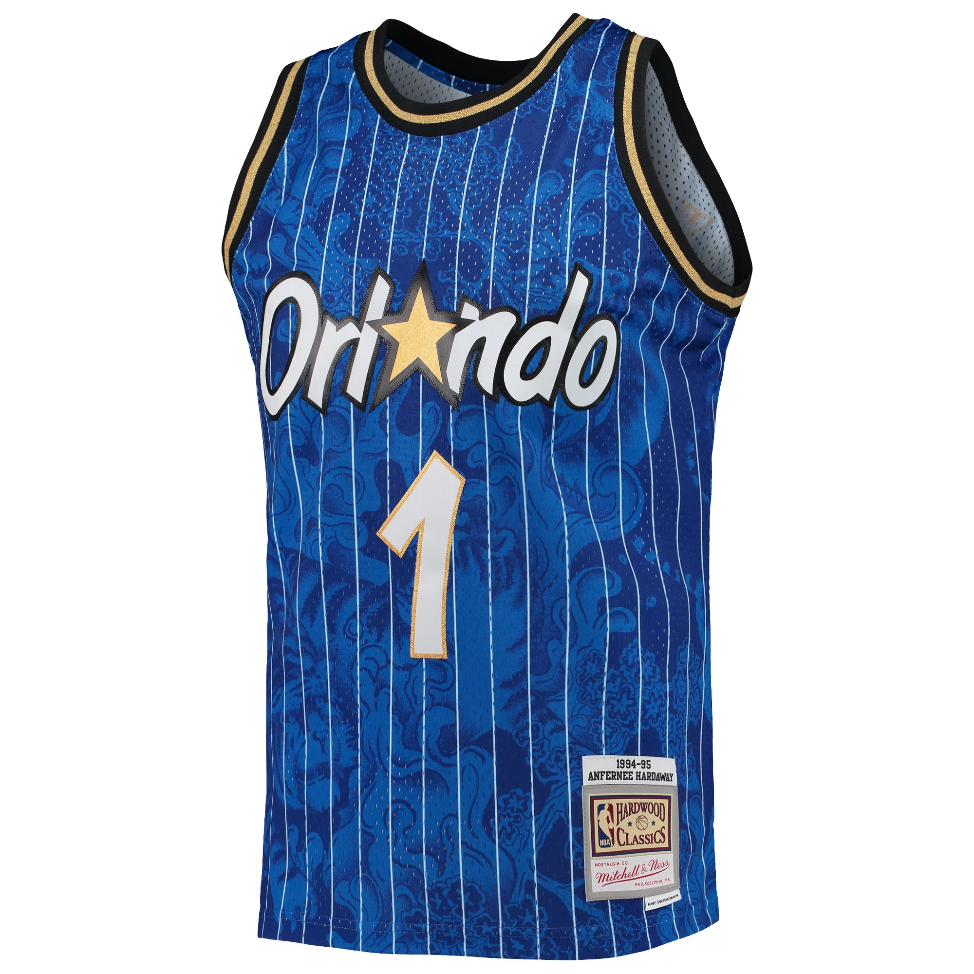 Alternative view of Men's Mitchell & Ness Penny Hardaway Blue Orlando Magic Hardwood Classics 1994/95 Lunar New Year Swingman Jersey - JS571 