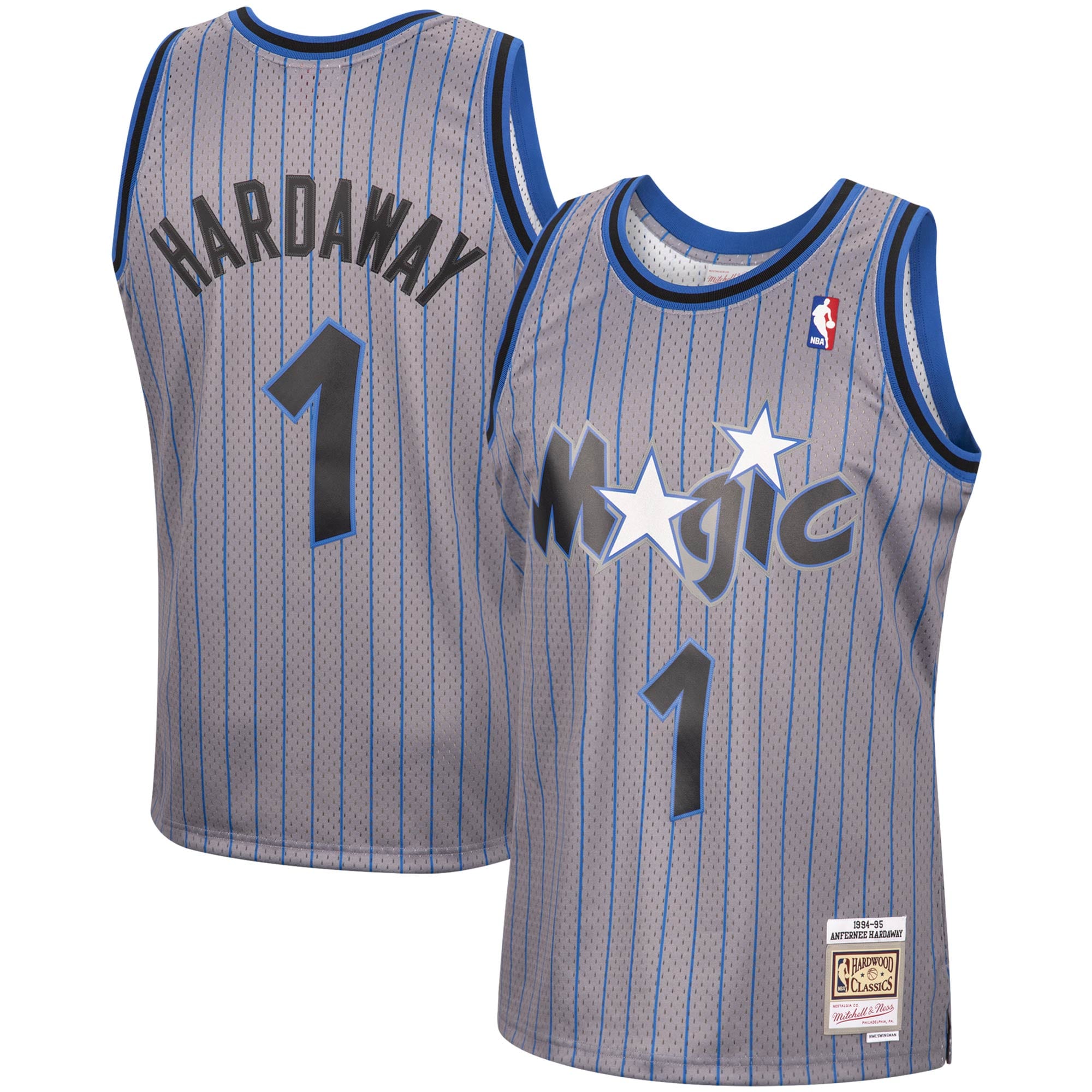 Men's Mitchell & Ness Penny Hardaway Gray Orlando Magic 1994-95 Hardwood Classics Reload Swingman Jersey
