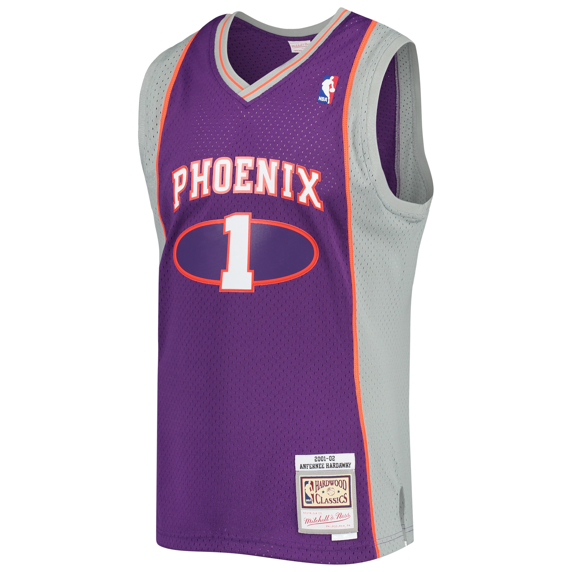 Alternative view of Men's Mitchell & Ness Penny Hardaway Purple Phoenix Suns 2001-2002 Hardwood Classics Swingman Jersey - JS825 