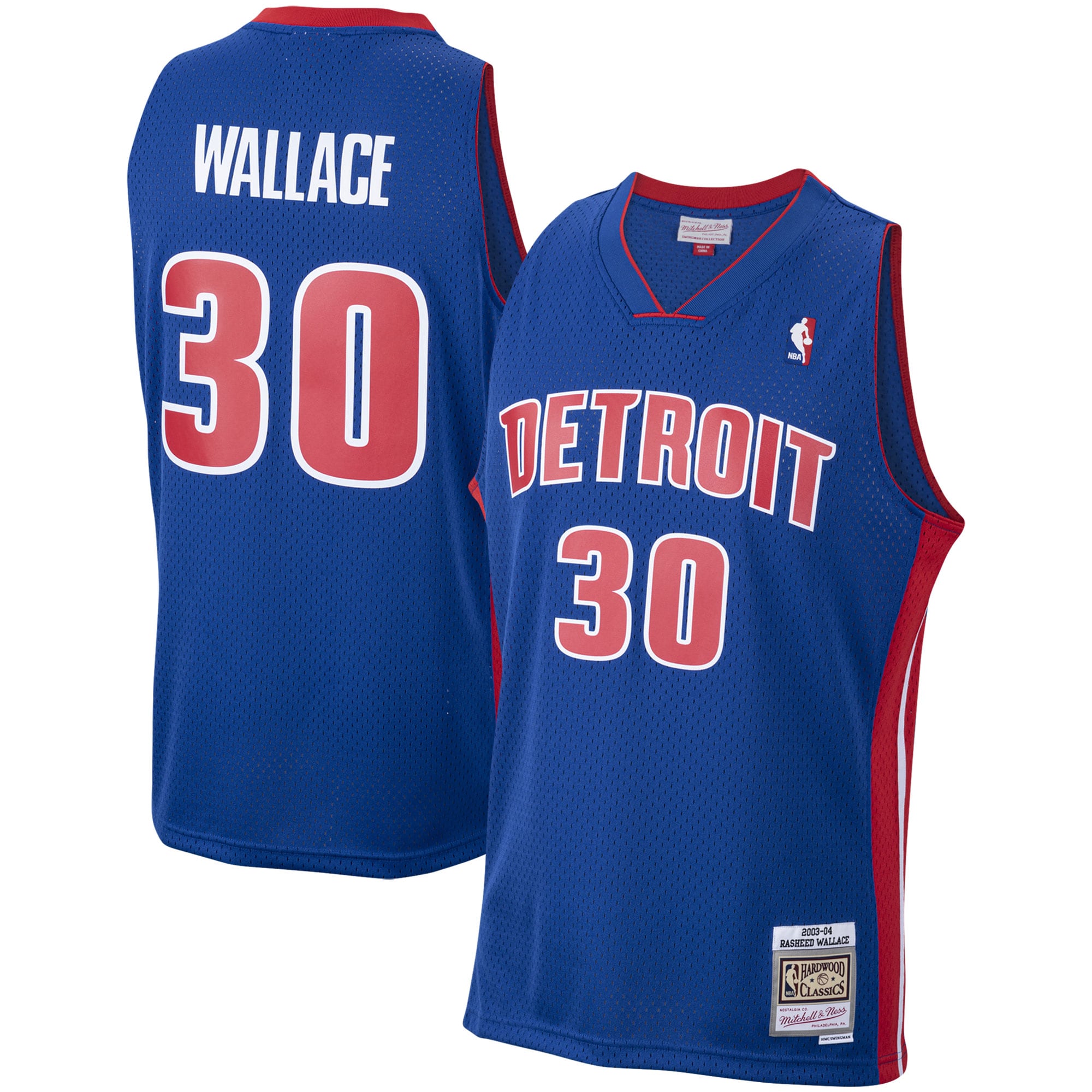 Men's Mitchell & Ness Rasheed Wallace Royal Detroit Pistons 2003-04 Hardwood Classics Swingman Basketball Jersey - JS683 