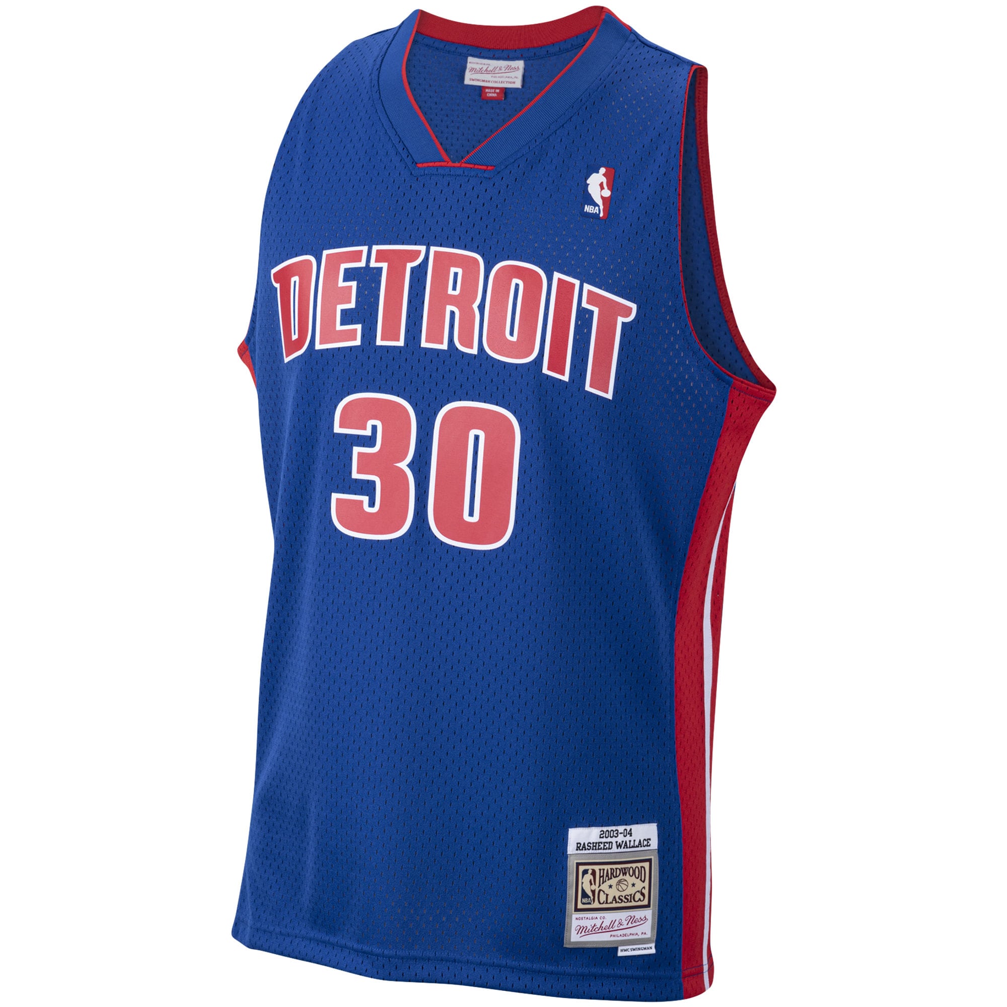 Alternative view of Men's Mitchell & Ness Rasheed Wallace Royal Detroit Pistons 2003-04 Hardwood Classics Swingman Basketball Jersey - JS683 