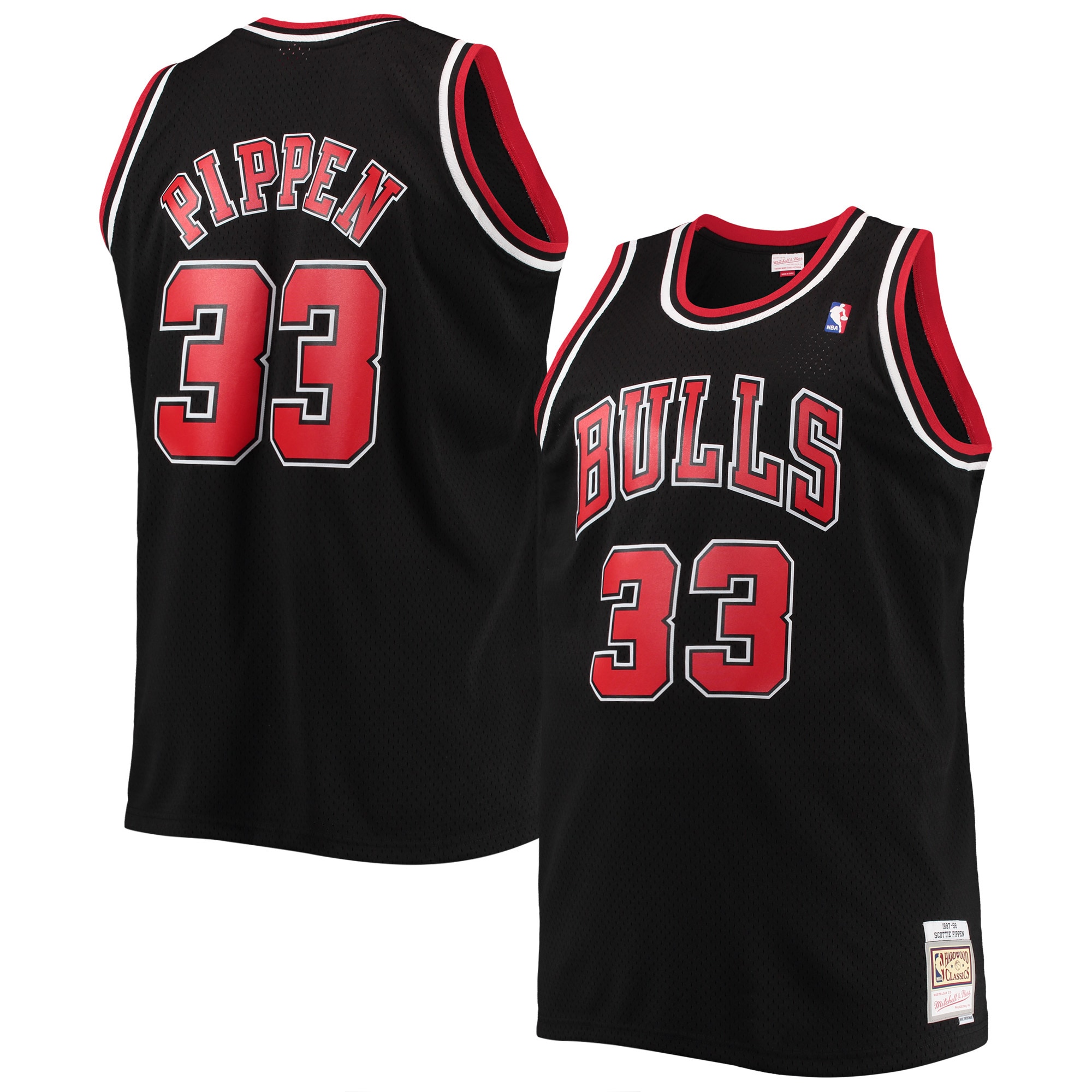 Men's Mitchell & Ness Scottie Pippen Black Chicago Bulls Big & Tall Hardwood Classics Swingman Basketball Jersey - JS814 