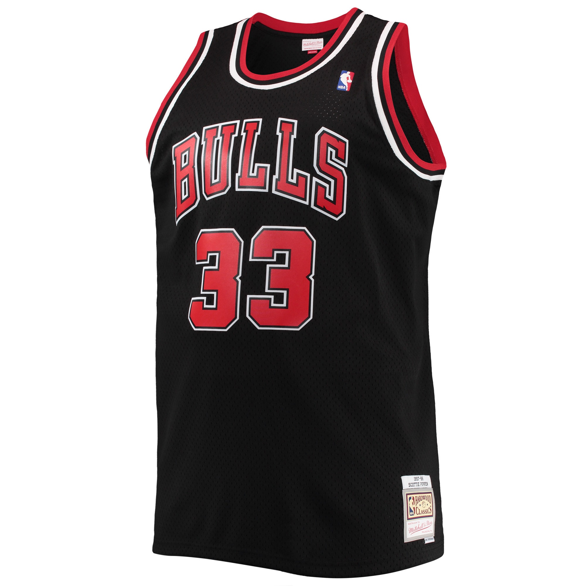 Alternative view of Men's Mitchell & Ness Scottie Pippen Black Chicago Bulls Big & Tall Hardwood Classics Swingman Basketball Jersey - JS814 