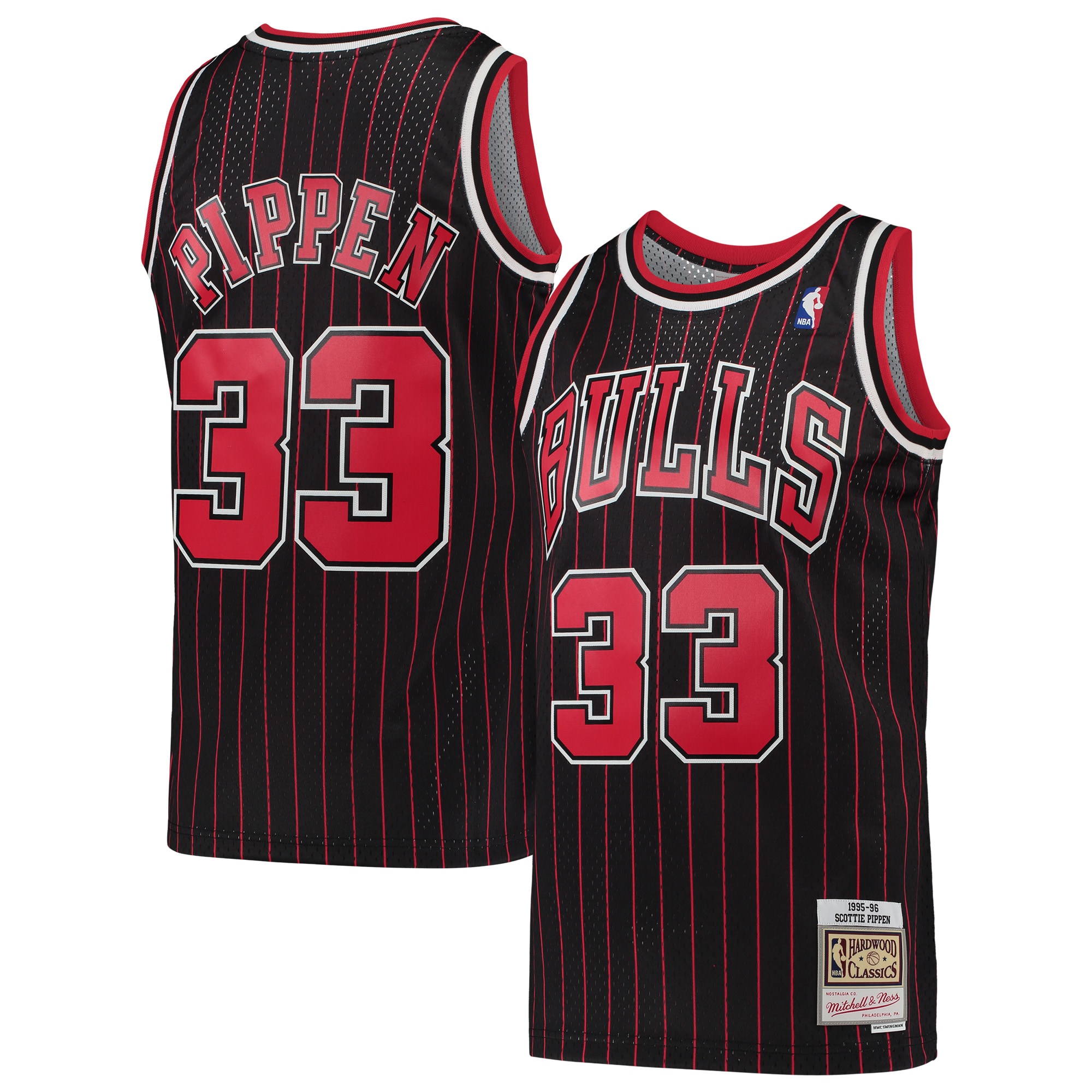 Men's Mitchell & Ness Scottie Pippen Black Chicago Bulls Hardwood Classics 1995-96 Swingman Basketball Jersey