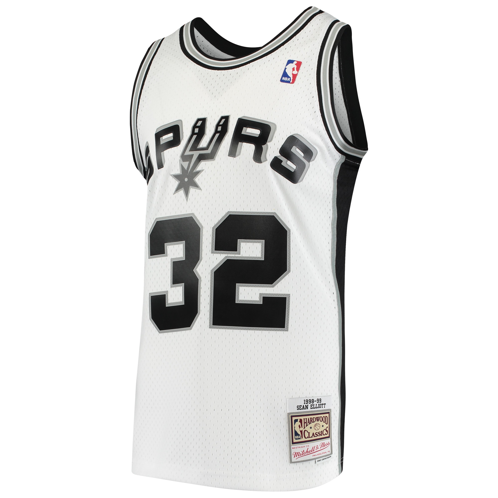 Alternative view of Men's Mitchell & Ness Sean Elliott White San Antonio Spurs 1998-99 Hardwood Classics Swingman Basketball Jersey - JS248 