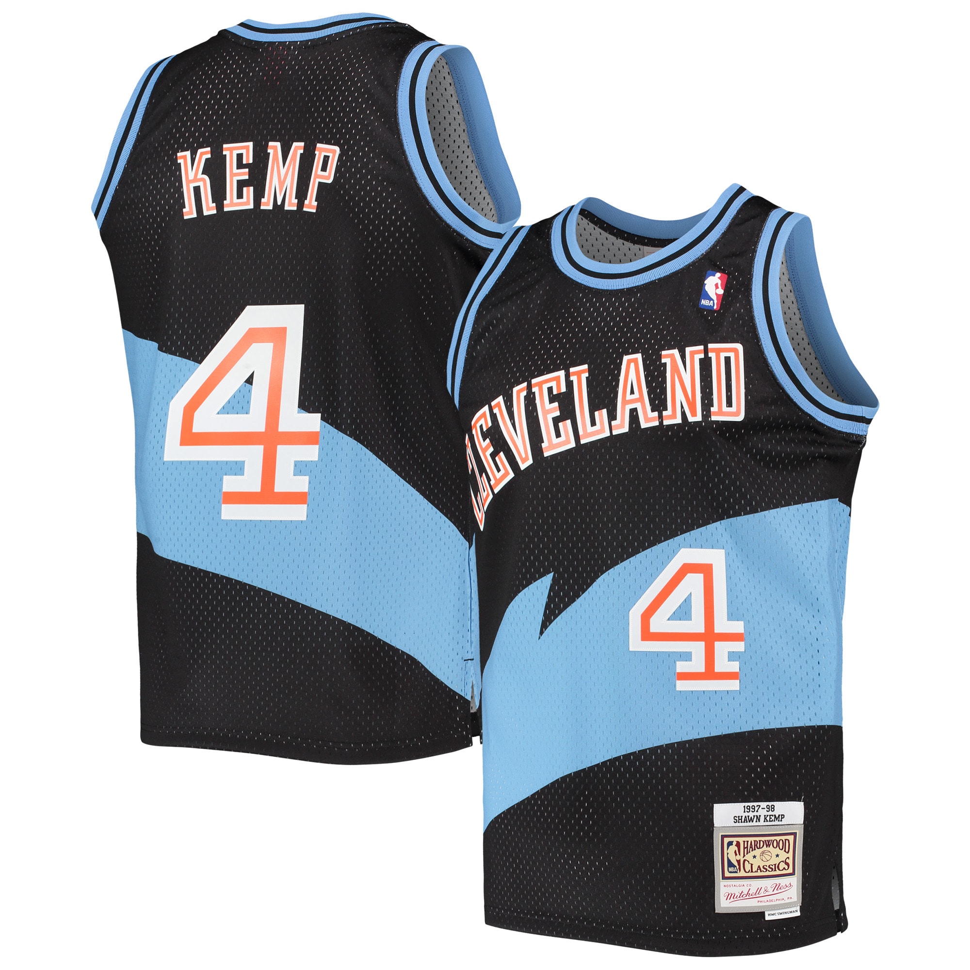 Men's Mitchell & Ness Shawn Kemp Black Cleveland Cavaliers 1997-98 Hardwood Classics Swingman Basketball Jersey