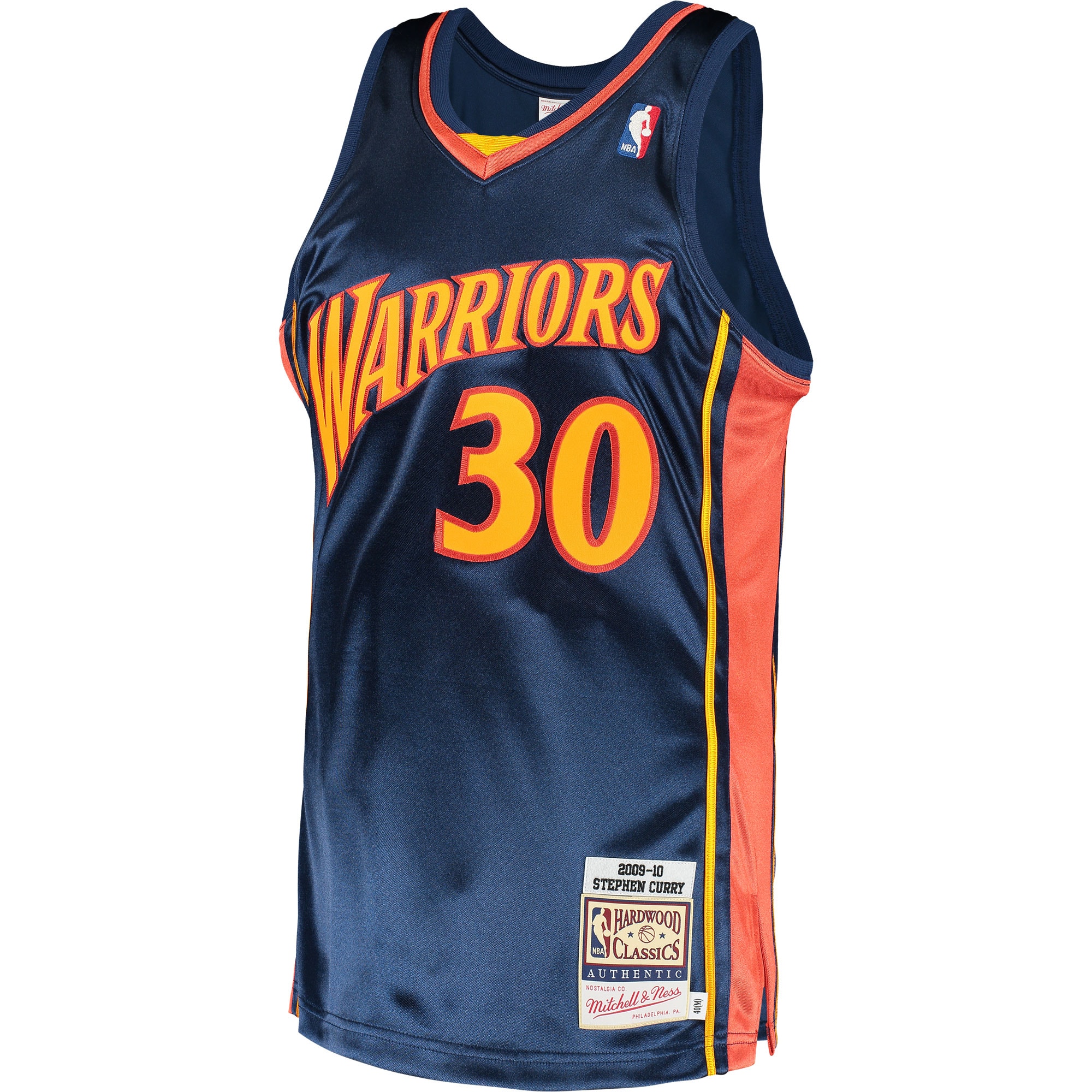 Alternative view of Men's Mitchell & Ness Stephen Curry Navy Golden State Warriors 2009 Hardwood Classics Basketball Jersey - JS523 