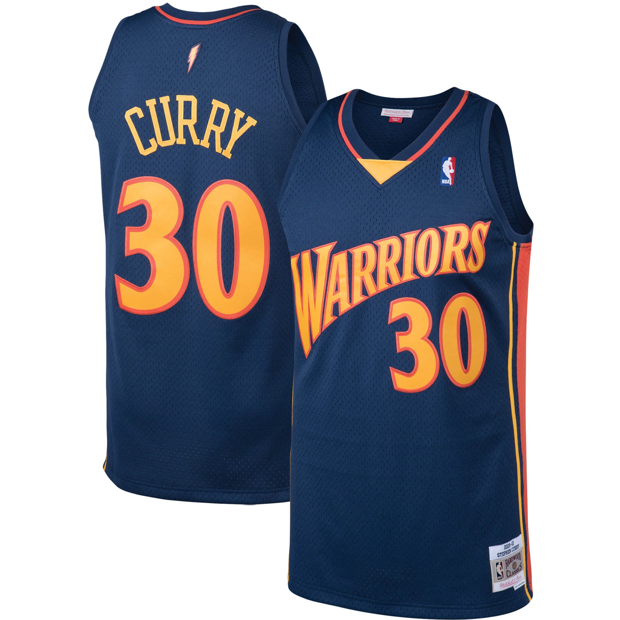 Men's Mitchell & Ness Stephen Curry Navy Golden State Warriors Big & Tall Hardwood Classics Basketball Jersey - JS671 