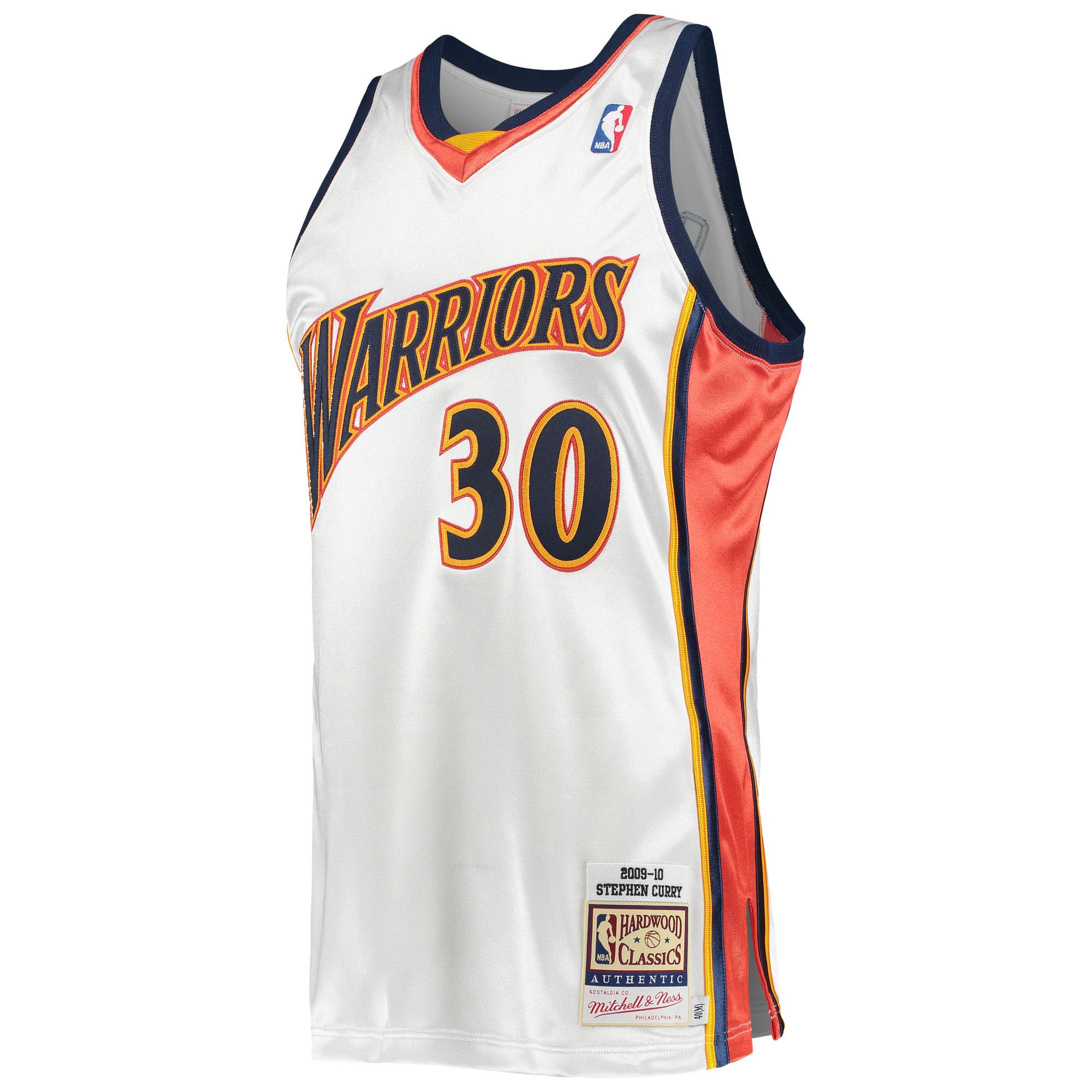 Alternative view of Men's Mitchell & Ness Stephen Curry White Golden State Warriors 2009/10 Hardwood Classics Basketball Jersey - JS295 
