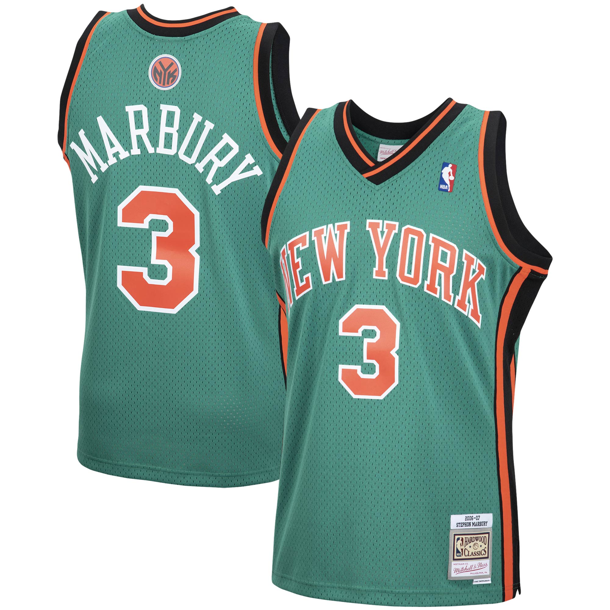 Men's Mitchell & Ness Stephon Marbury Green New York Knicks 2006-07 Hardwood Classics Swingman Basketball Jersey