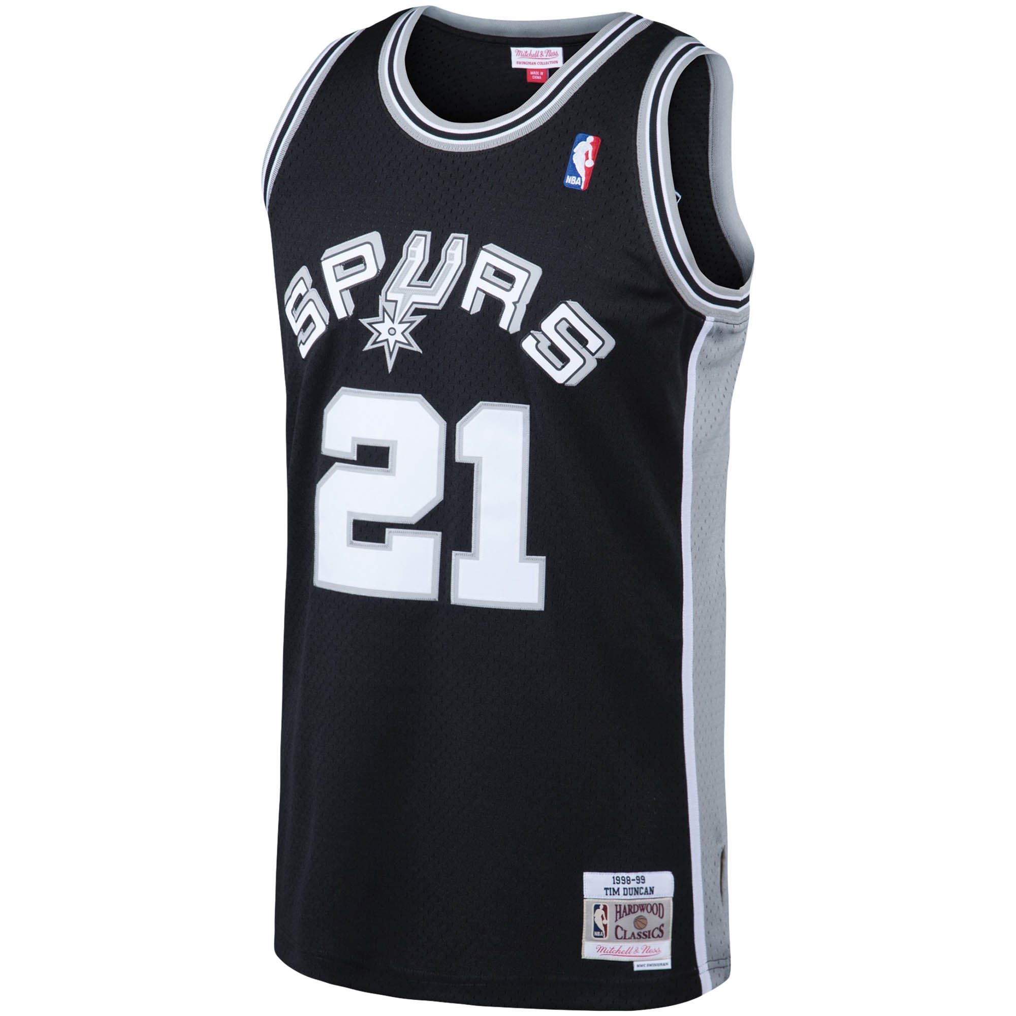 Alternative view of Men's Mitchell & Ness Tim Duncan Black San Antonio Spurs Big & Tall Hardwood Classics Basketball Jersey - JS566 