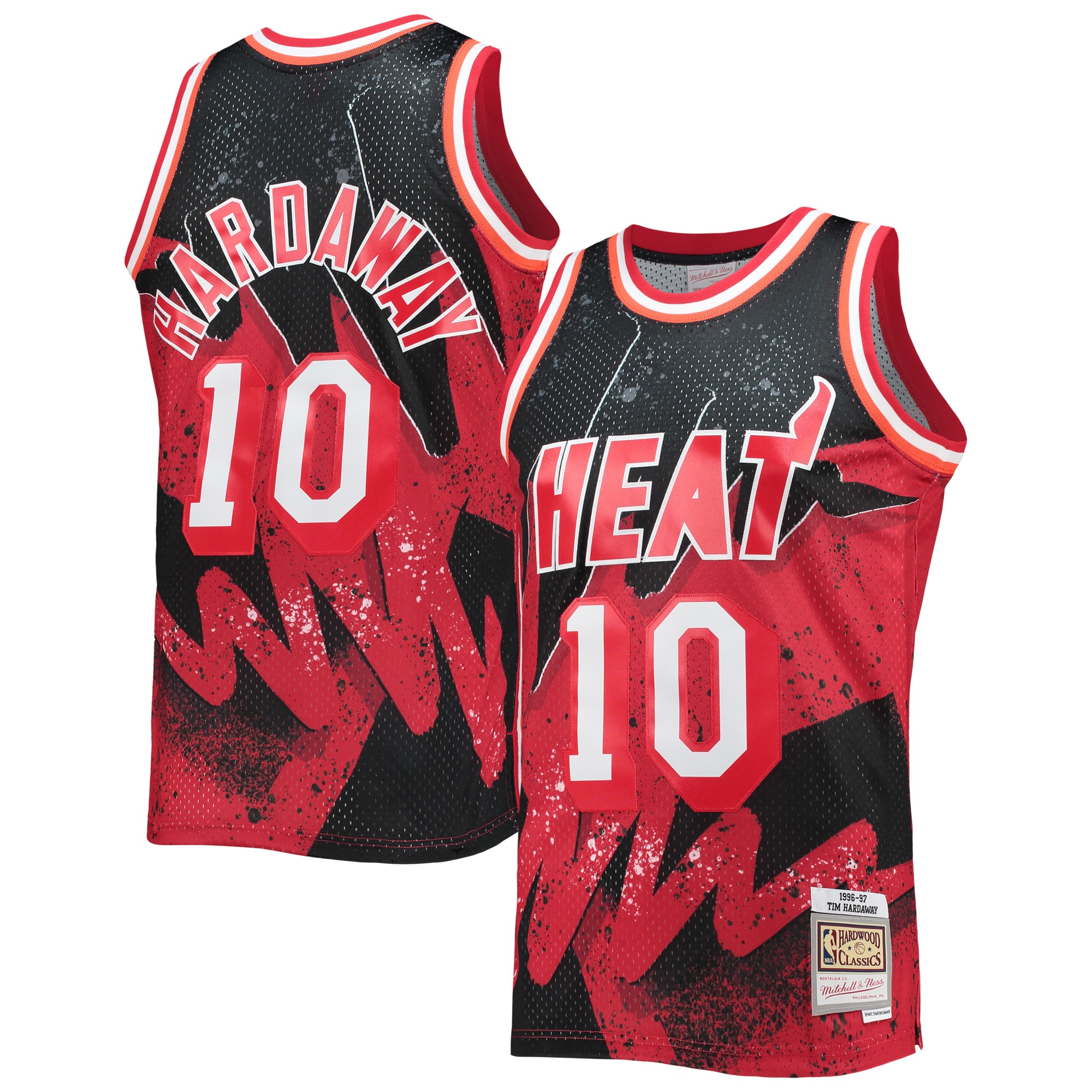 Men's Mitchell & Ness Tim Hardaway Scarlet Miami Heat Hardwood Classics 1996/97 Hyper Hoops Swingman Basketball Jersey - JS387 