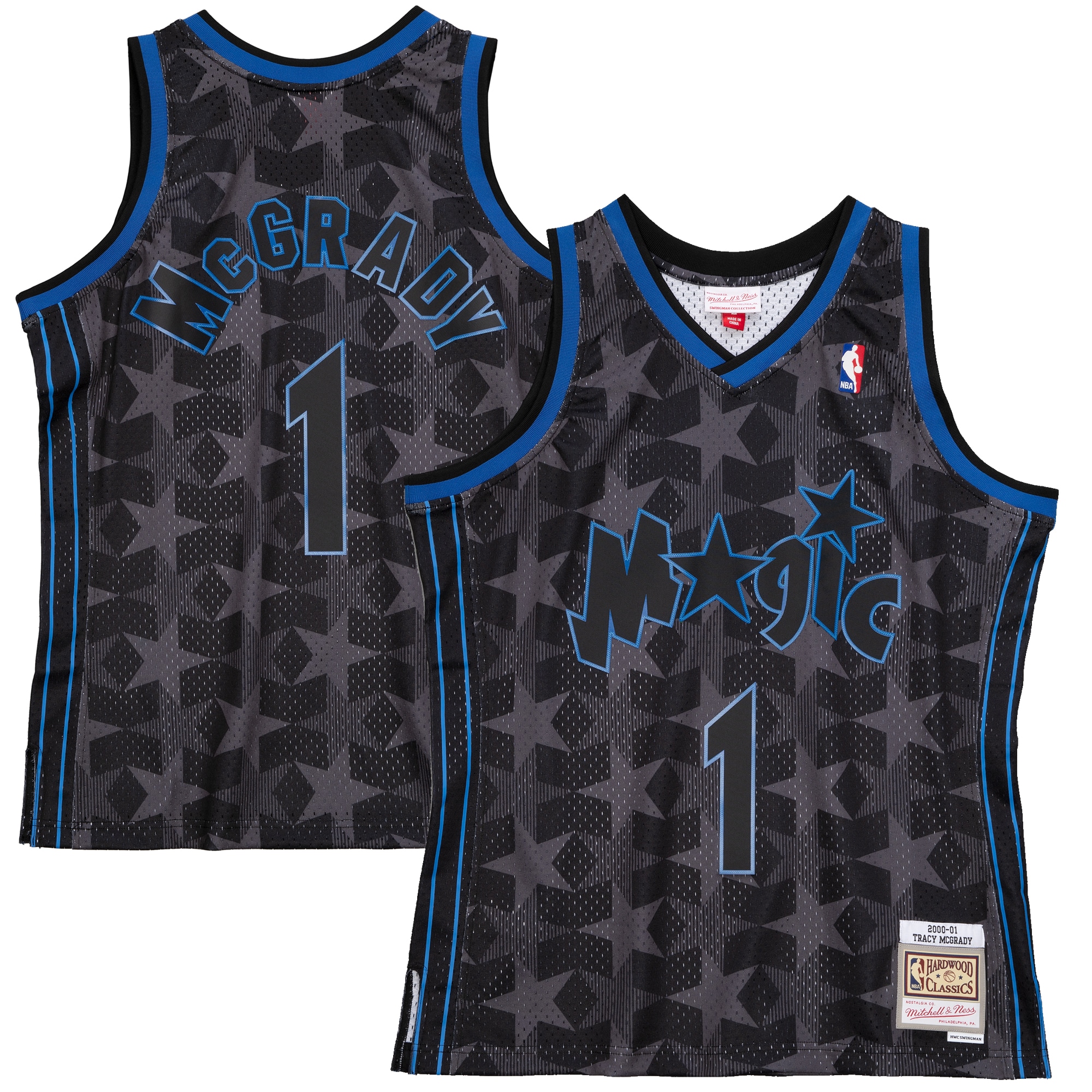 Men's Mitchell & Ness Tracy Mcgrady Black Orlando Magic 2000-01 Hardwood Classics Reload 2.0 Swingman Basketball Jersey