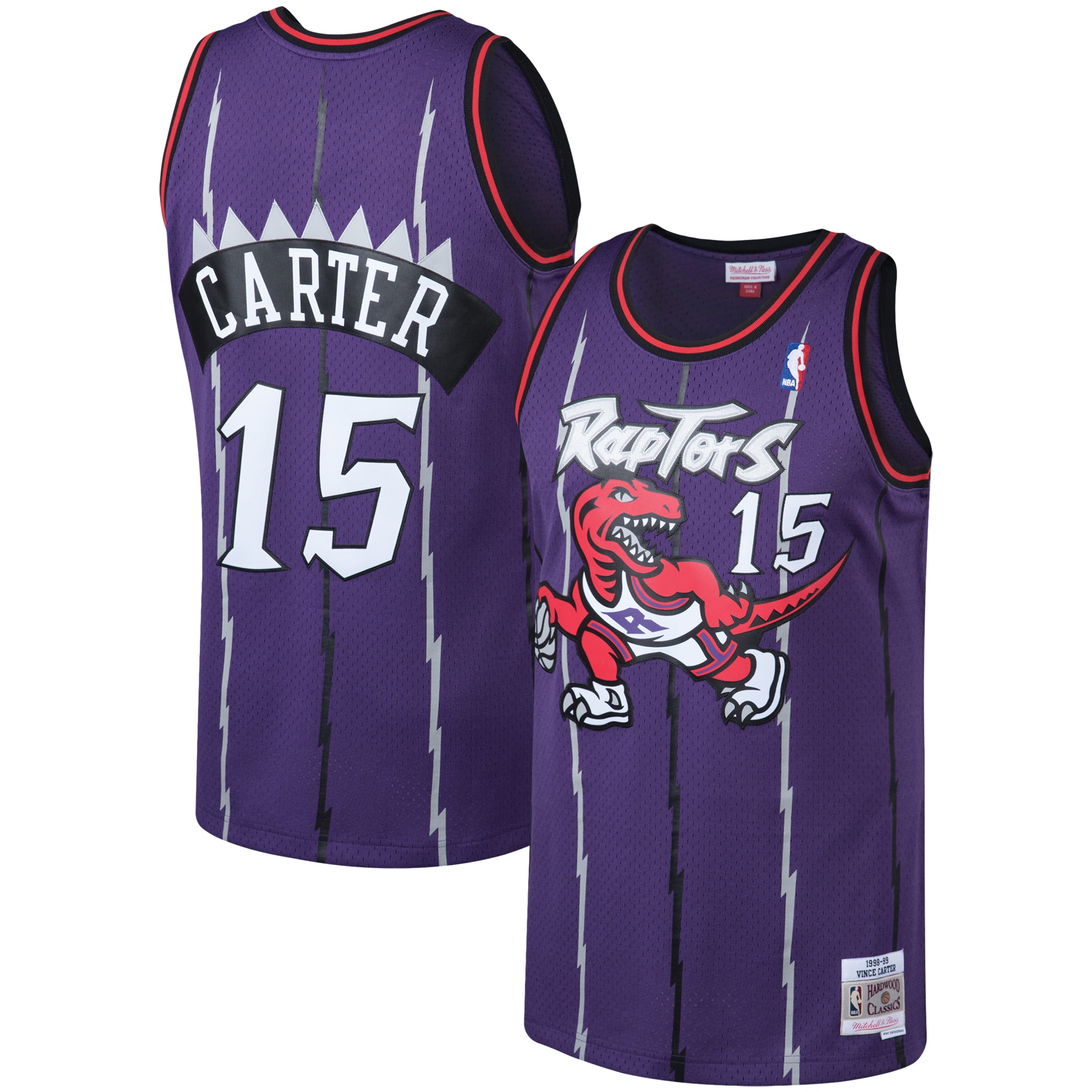 Men's Mitchell & Ness Vince Carter Purple Toronto Raptors Big & Tall Hardwood Classics Basketball Jersey - JS432 