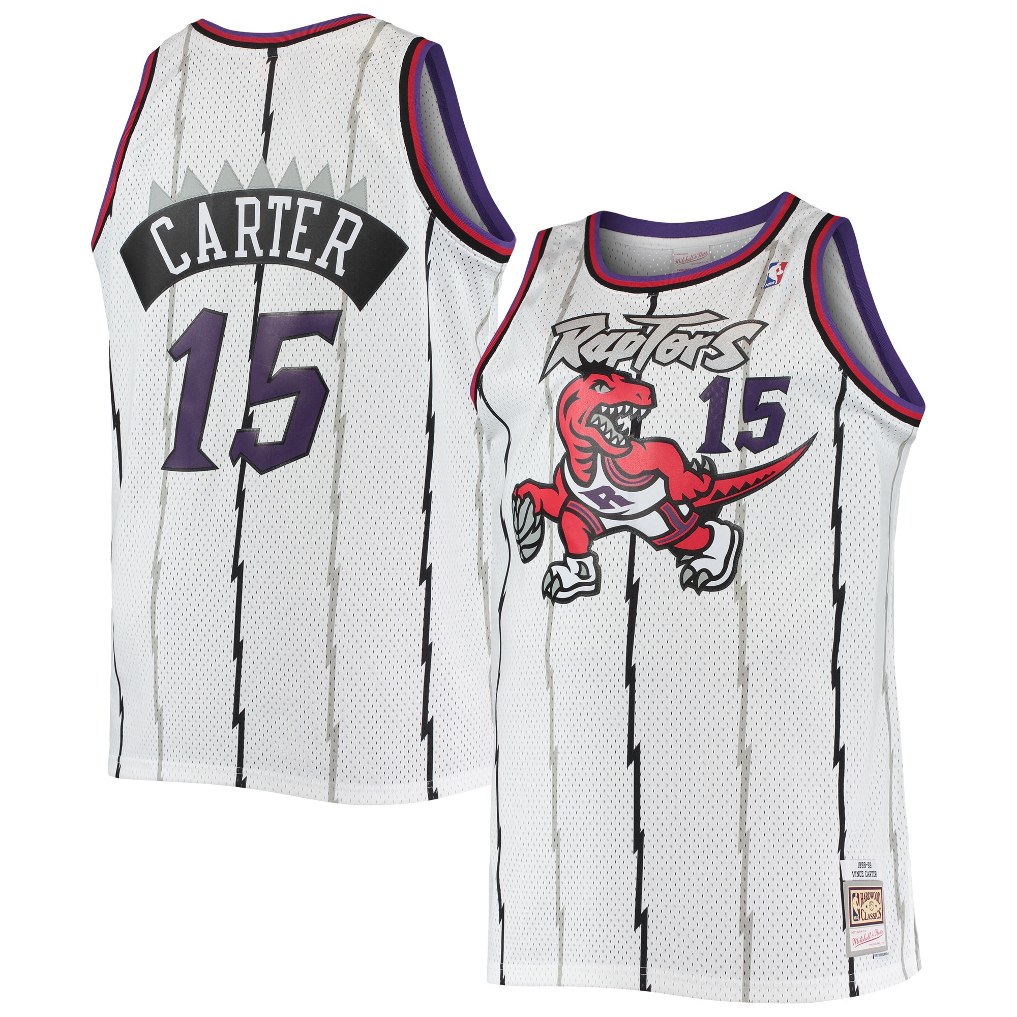 Men's Mitchell & Ness Vince Carter White Toronto Raptors 1998/99 Big & Tall Hardwood Classics Swingman Basketball Jersey - JS675 